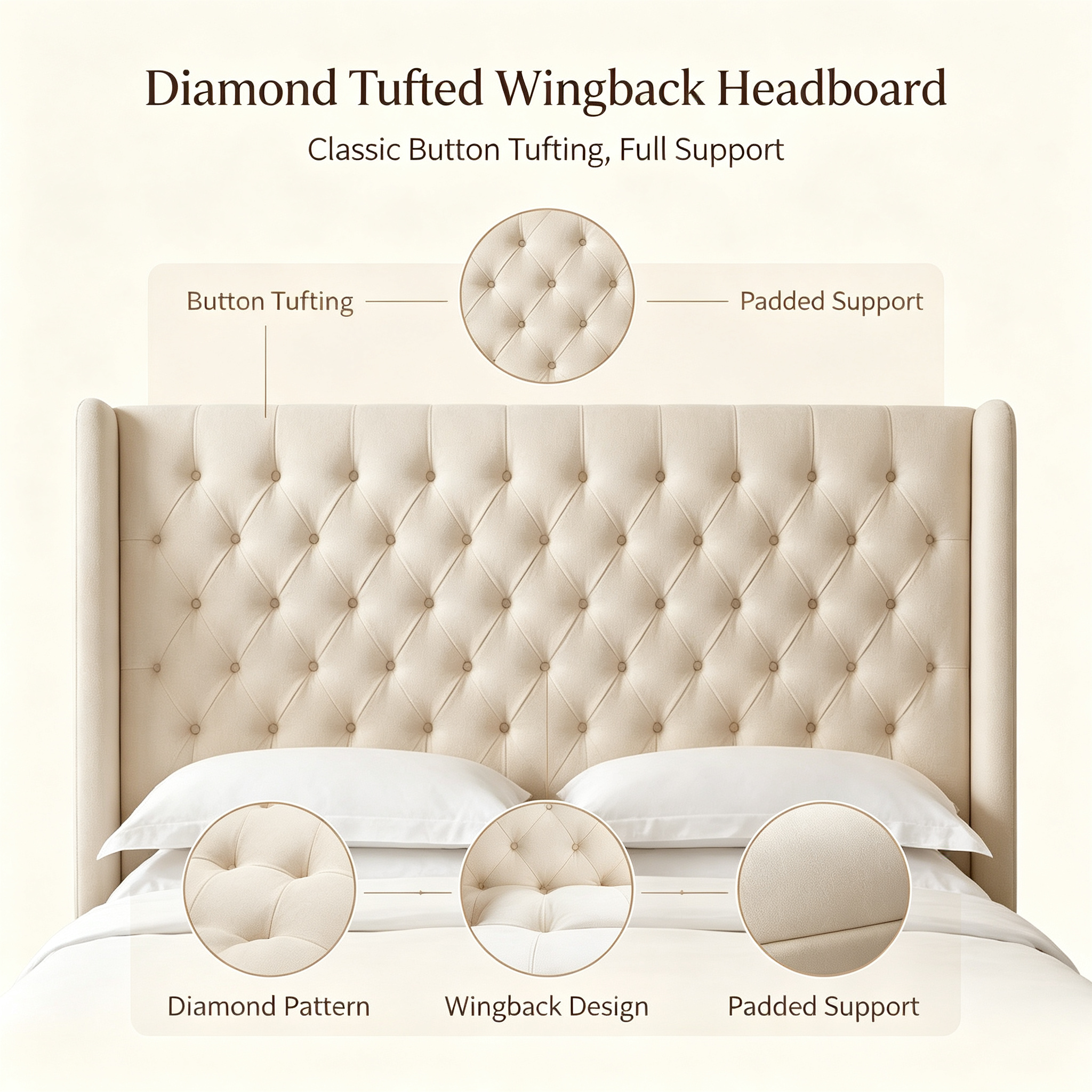 Modern Luxury Upholstered Storage Bed with Button Tufted Headboard for Home Hotel Apartment Villa Bedroom