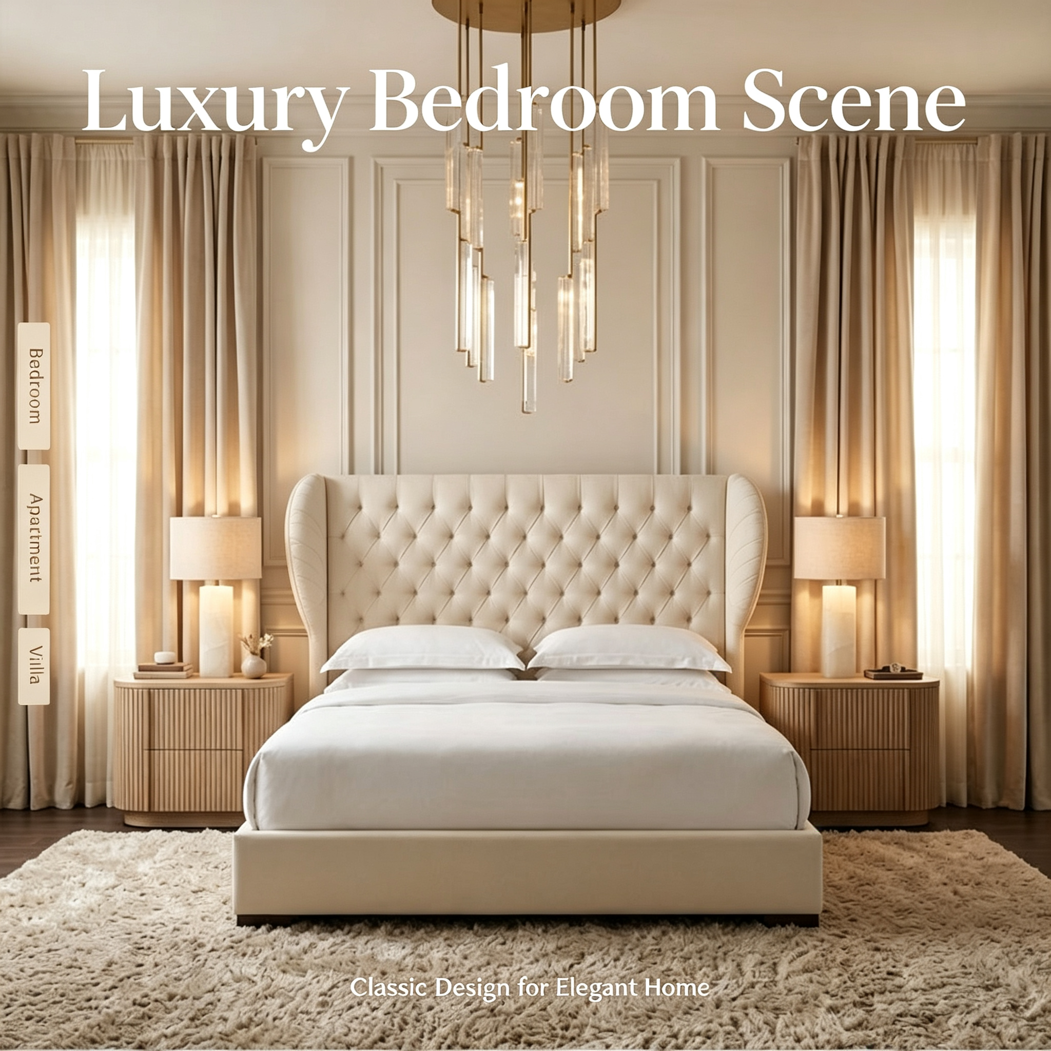 Modern Luxury Upholstered Storage Bed with Button Tufted Headboard for Home Hotel Apartment Villa Bedroom
