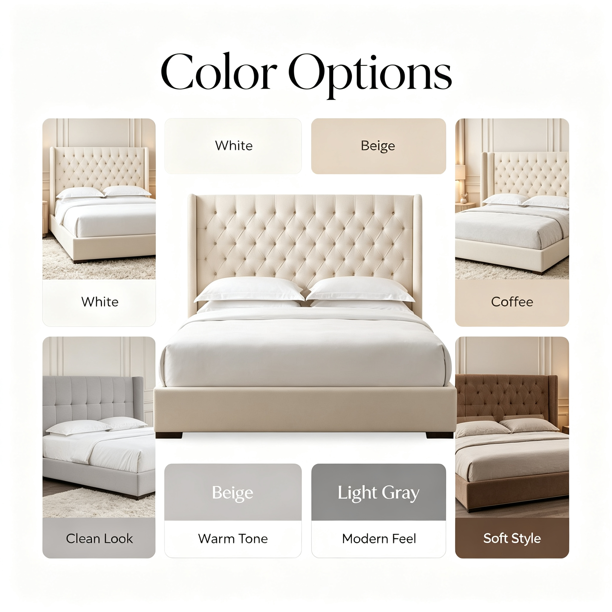 Modern Luxury Upholstered Storage Bed with Button Tufted Headboard for Home Hotel Apartment Villa Bedroom