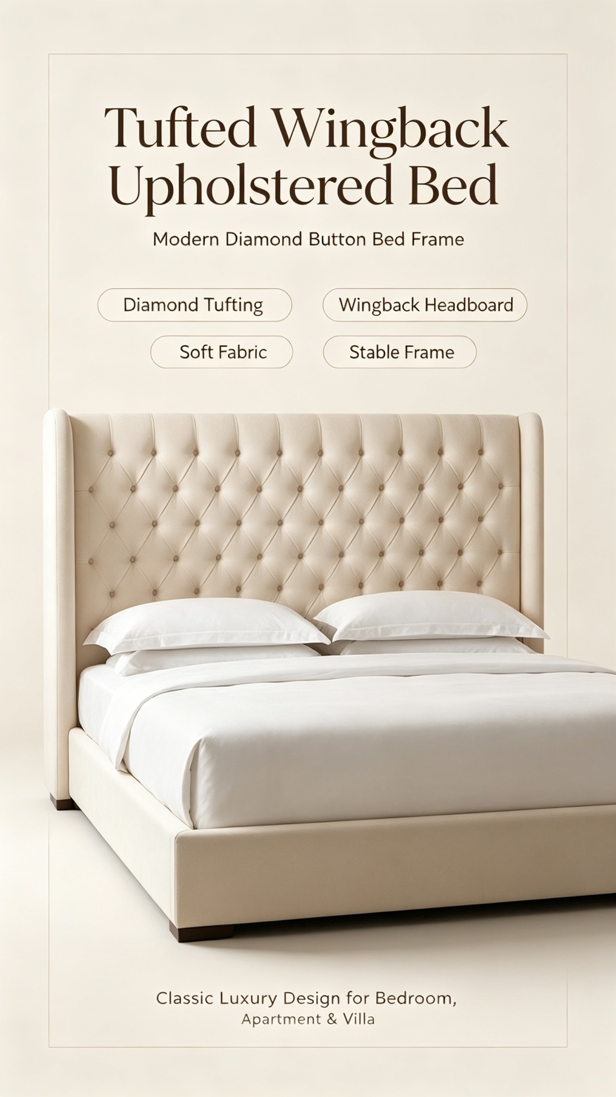Modern Luxury Upholstered Storage Bed with Button Tufted Headboard for Home Hotel Apartment Villa Bedroom