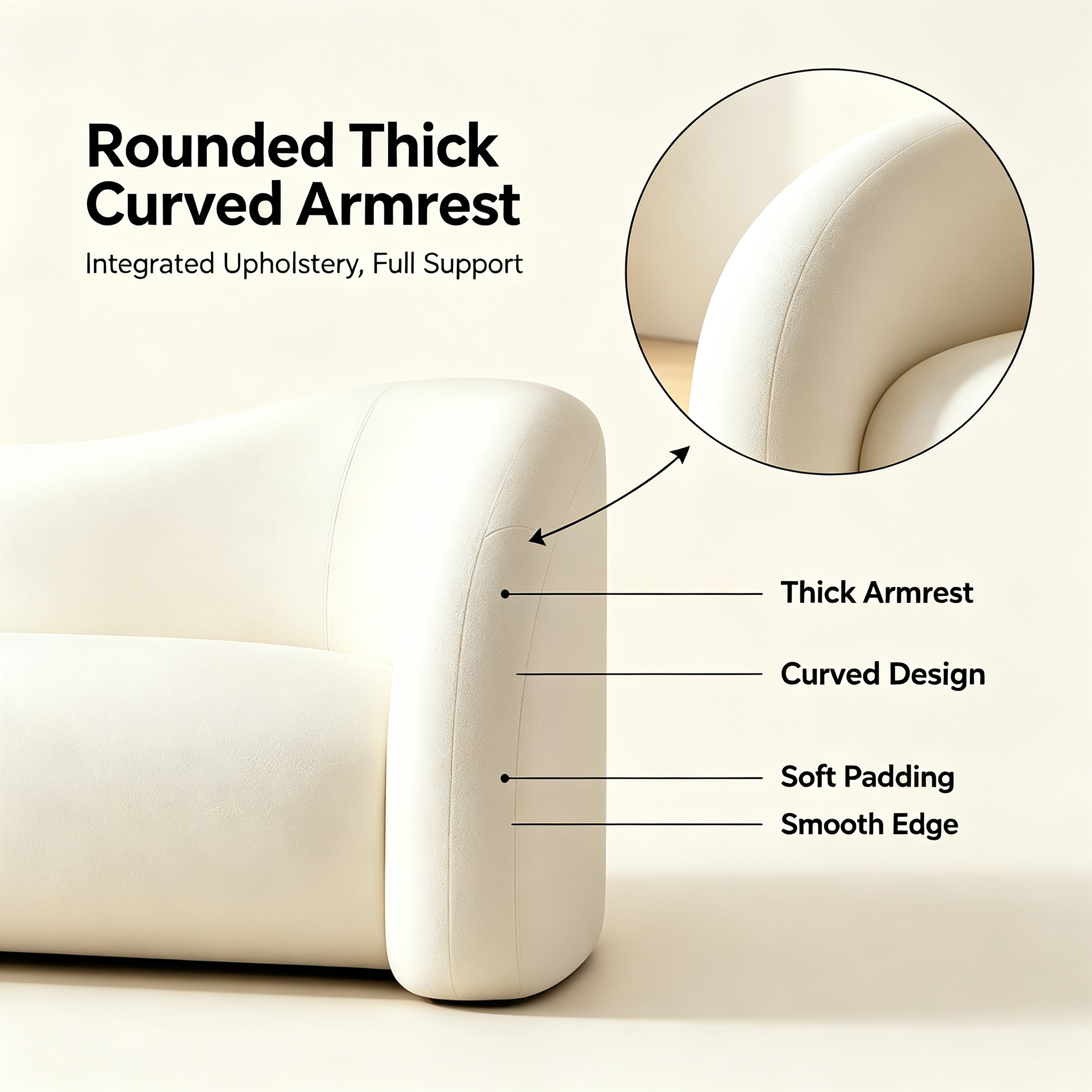 Premium Curved Lazy Sofa | Modern Boucle Fabric Multi-Functional Chair for Living Room Bedroom Salon Reception