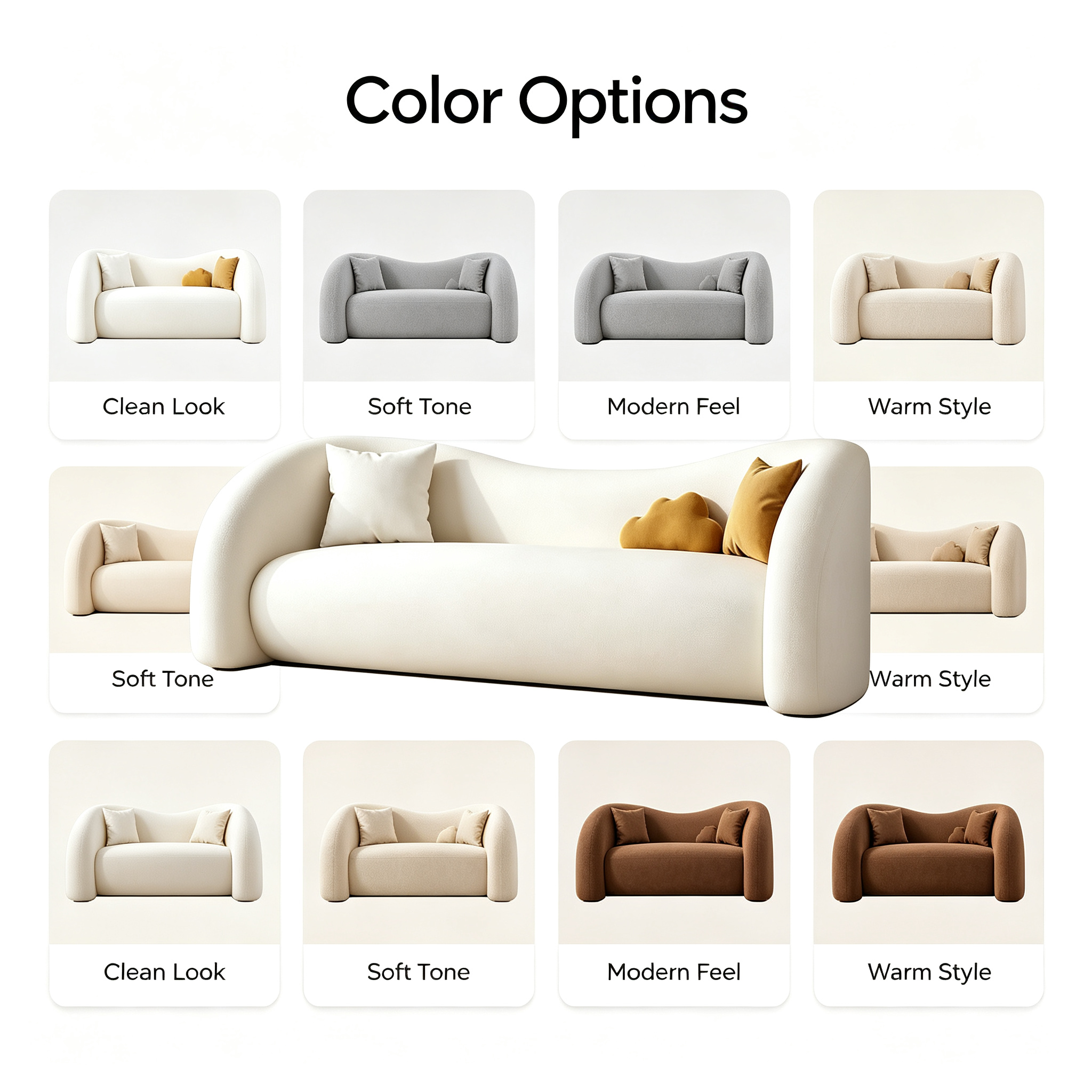Premium Curved Lazy Sofa | Modern Boucle Fabric Multi-Functional Chair for Living Room Bedroom Salon Reception