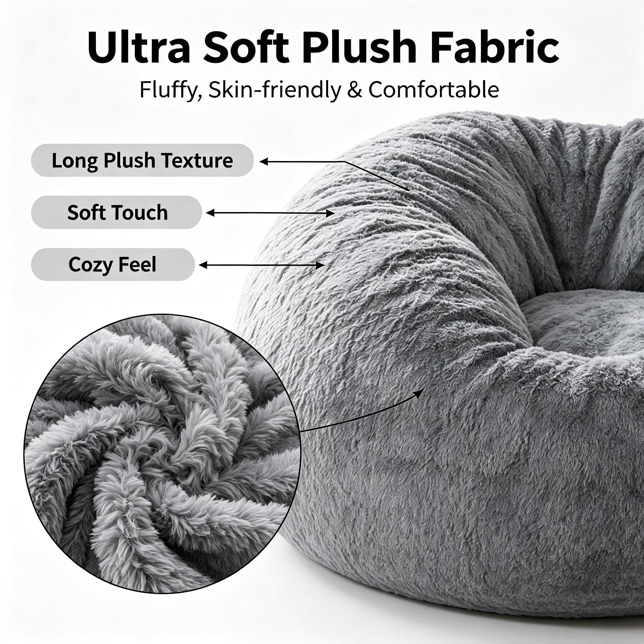 Luxury Plush Bean Bag Chair Cover | Giant Velvet Lounger for Adults | 2-in-1 Ergonomic Gaming Sofa (Unfilled)