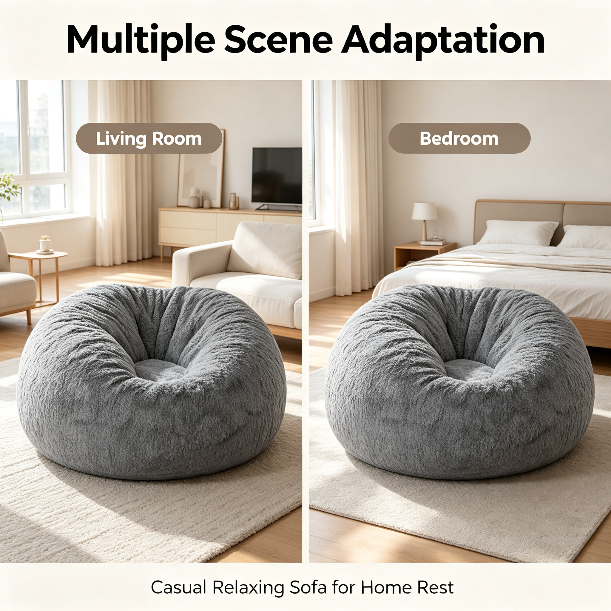 Luxury Plush Bean Bag Chair Cover | Giant Velvet Lounger for Adults | 2-in-1 Ergonomic Gaming Sofa (Unfilled)