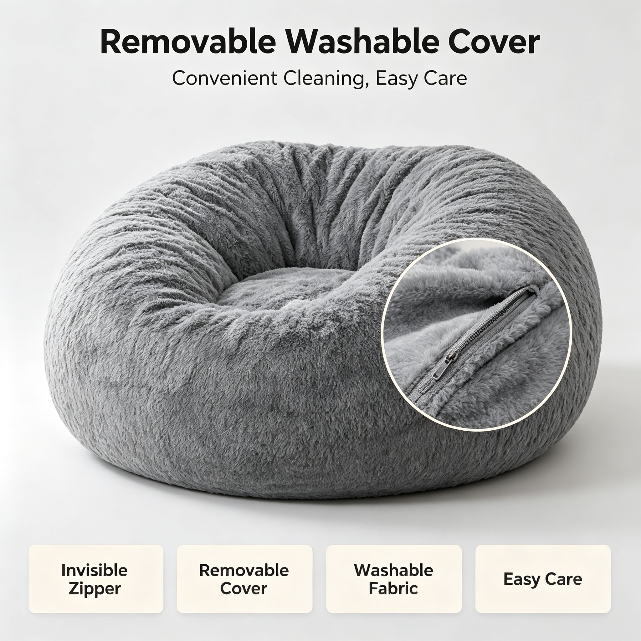 Luxury Plush Bean Bag Chair Cover | Giant Velvet Lounger for Adults | 2-in-1 Ergonomic Gaming Sofa (Unfilled)