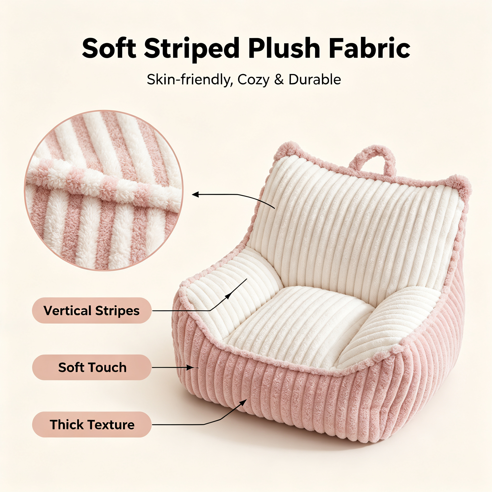 Premium Plush Fabric Foam Filled Kids Bean Bag Sofa | Portable Kids Lounger for Indoor Use