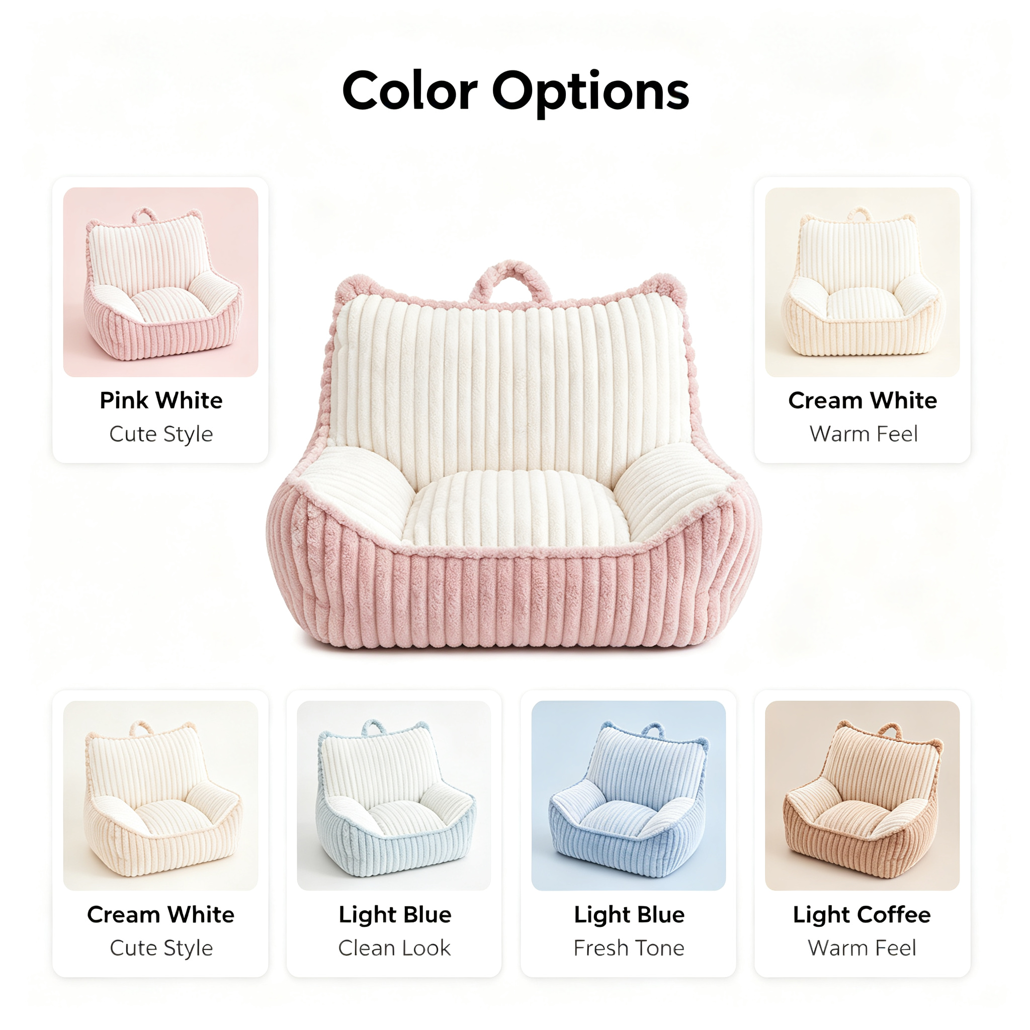 Premium Plush Fabric Foam Filled Kids Bean Bag Sofa | Portable Kids Lounger for Indoor Use