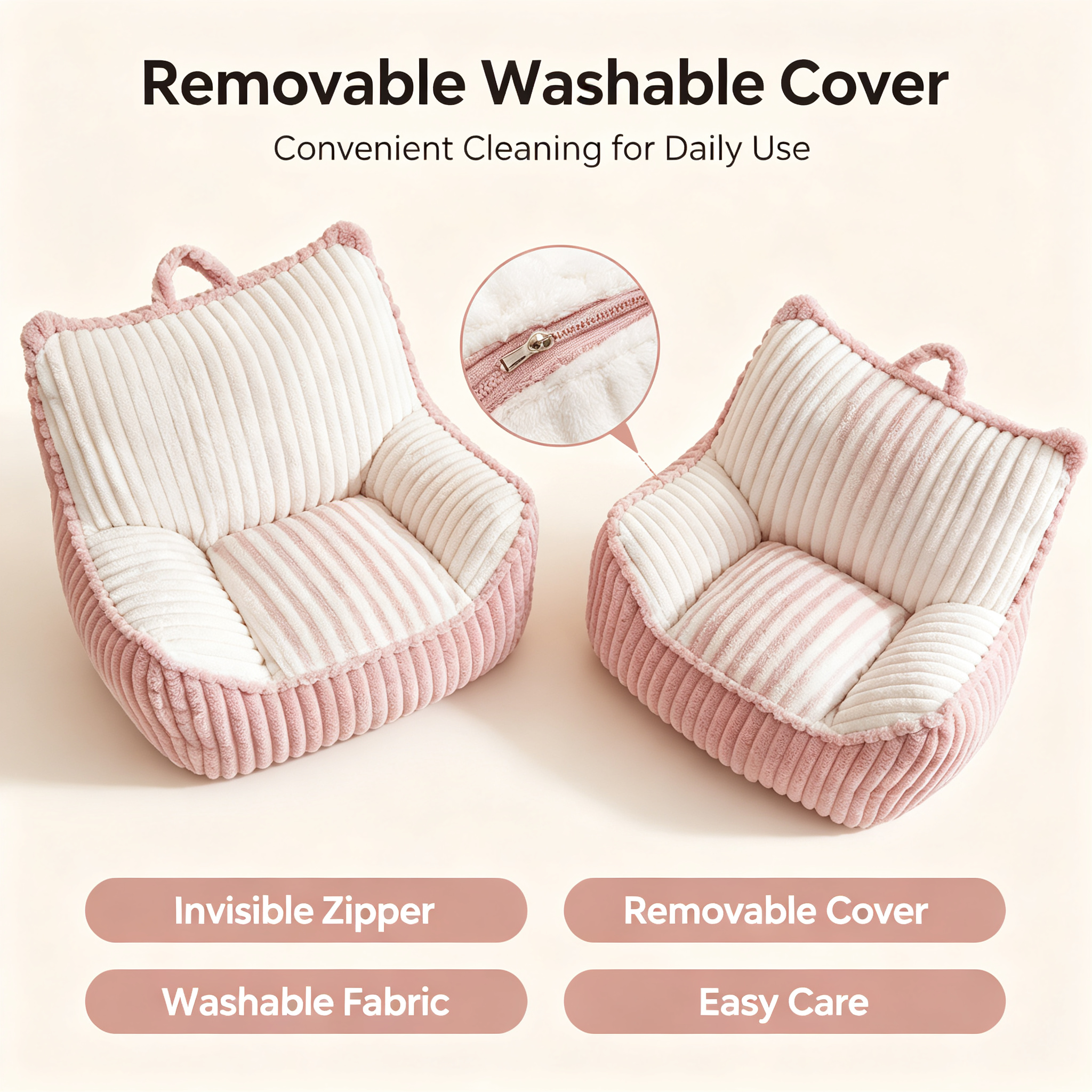 Premium Plush Fabric Foam Filled Kids Bean Bag Sofa | Portable Kids Lounger for Indoor Use