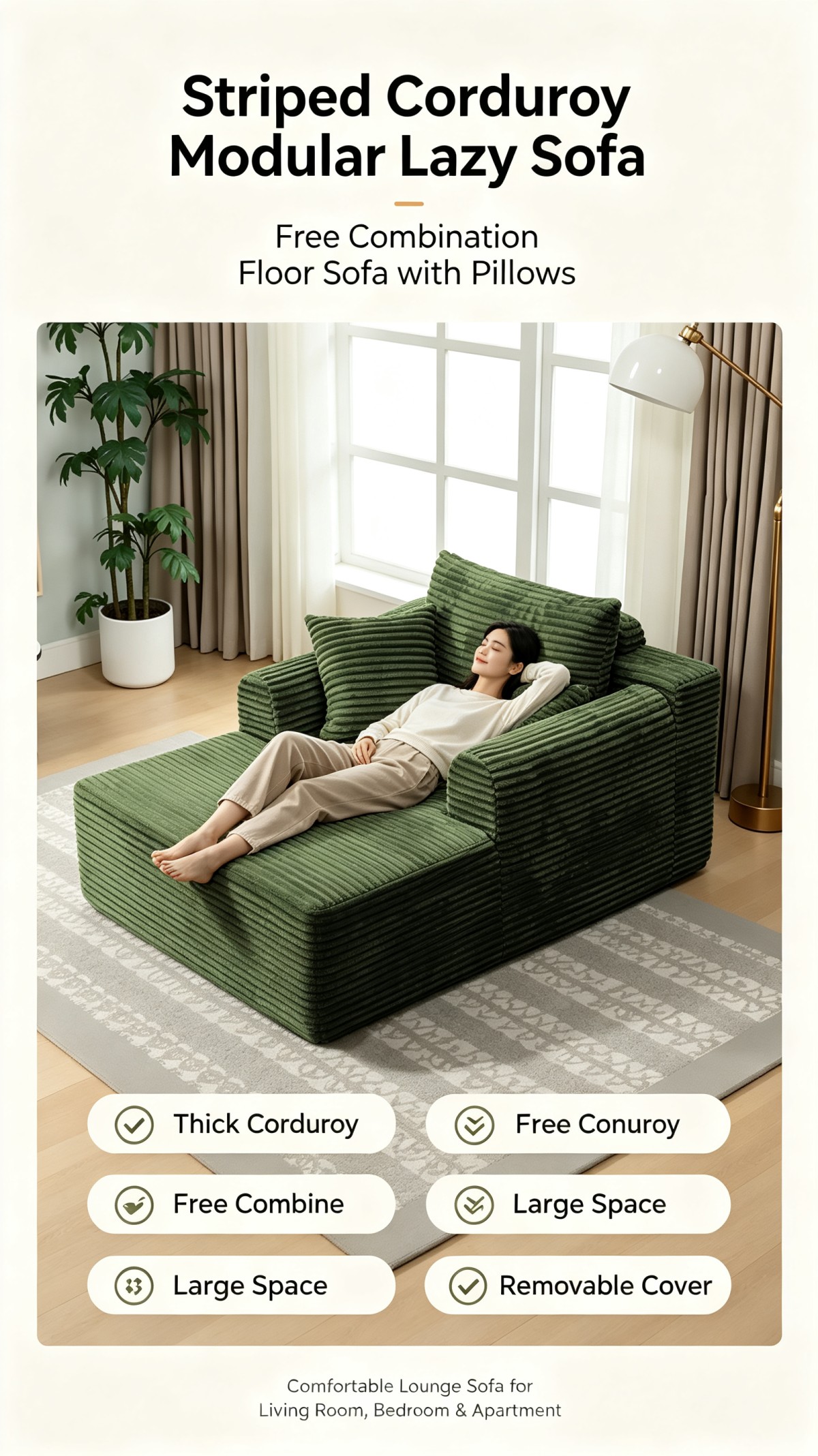 微信图片_20260921153513_451_5 Modern Stylish Single Reclining Sponge Sofa Bed | Dark Green Fabric Eco-Friendly Modular Lounger for Apartment Living Room