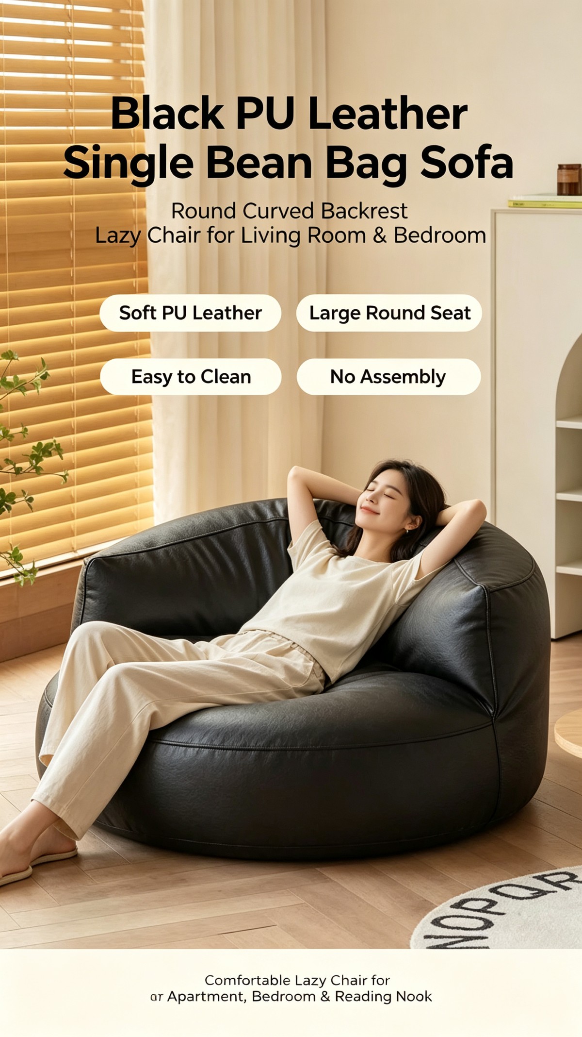 微信图片_20260922085854_462_5 Modern Minimalist Faux Leather Lazy Sofa | Single Bean Bag Lounge Chair for Living Room Bedroom