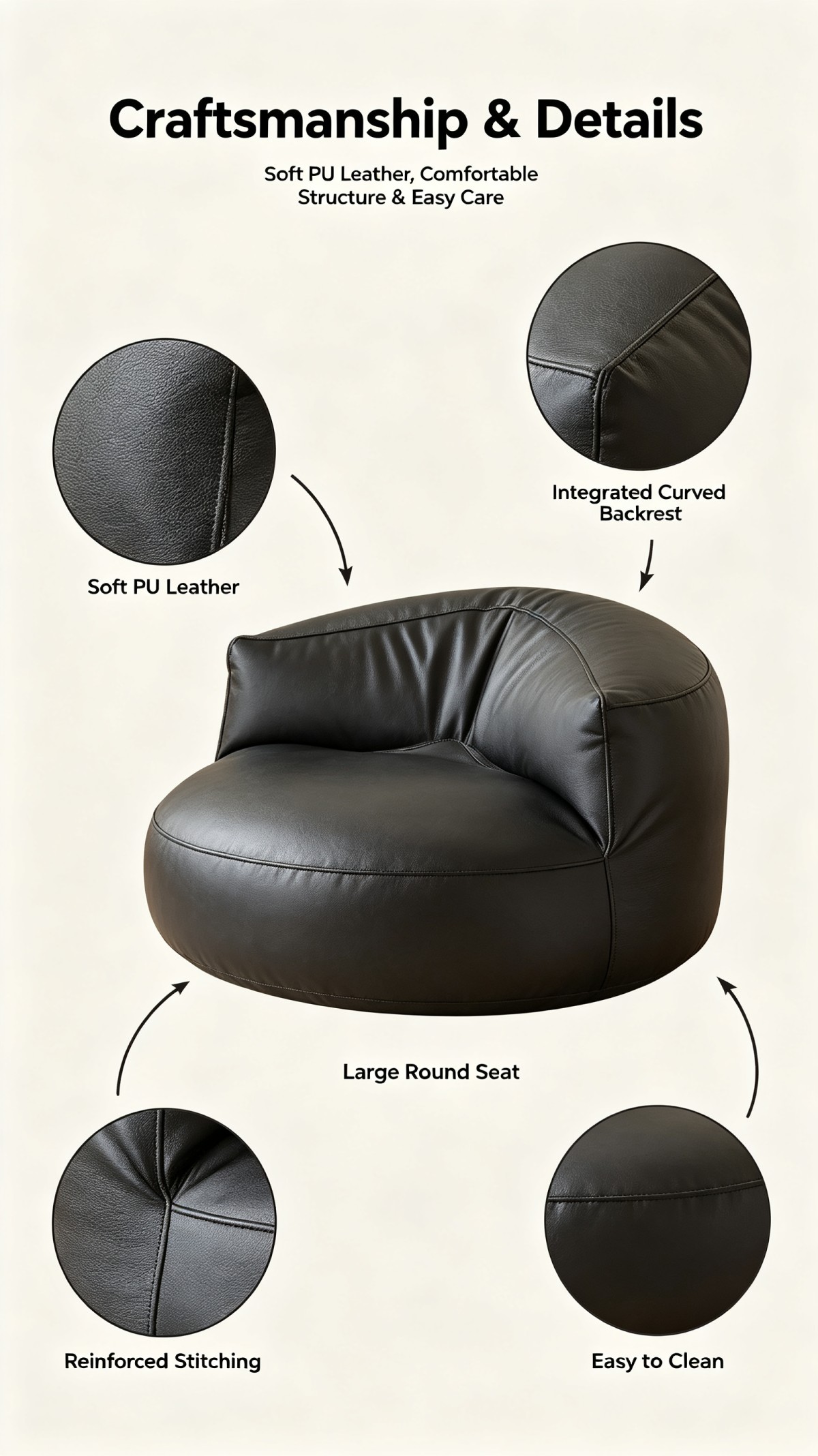 微信图片_20260922085859_463_5 Modern Minimalist Faux Leather Lazy Sofa | Single Bean Bag Lounge Chair for Living Room Bedroom