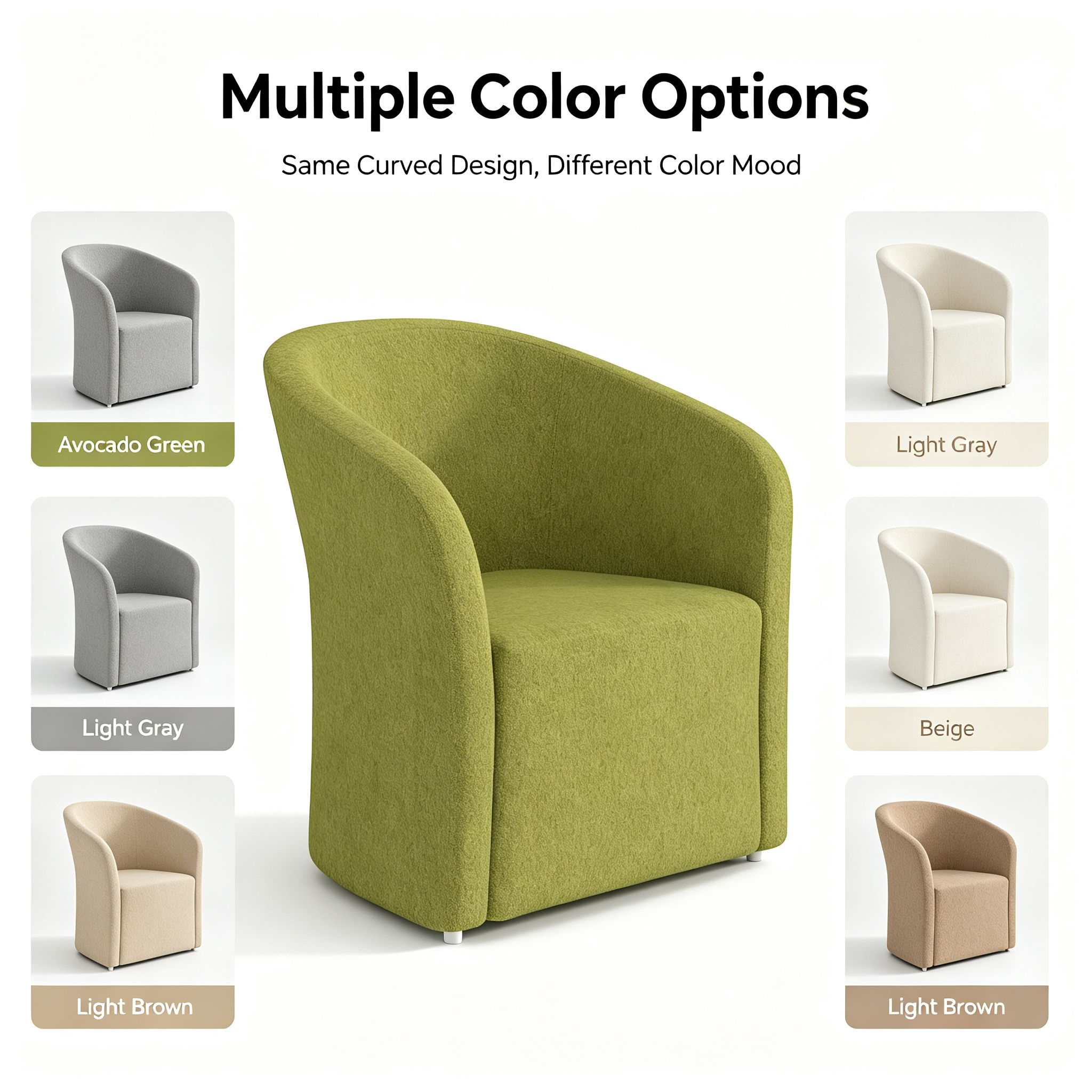 Modern Minimalist Tub Armchair | Cozy Green Fabric Accent Chair for Living Room & Office