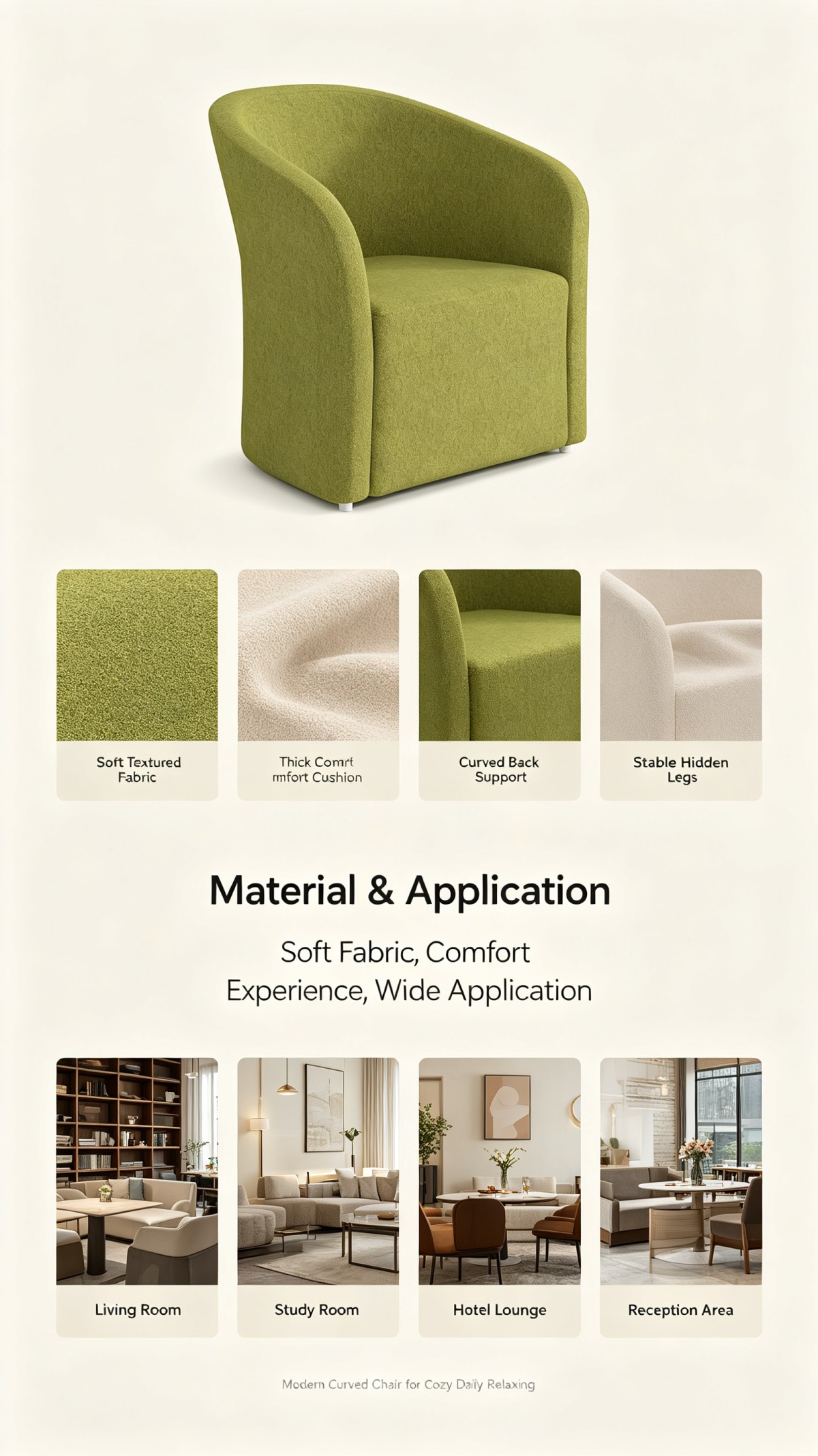 微信图片_20260923163956_226_4 Modern Minimalist Tub Armchair | Cozy Green Fabric Accent Chair for Living Room & Office