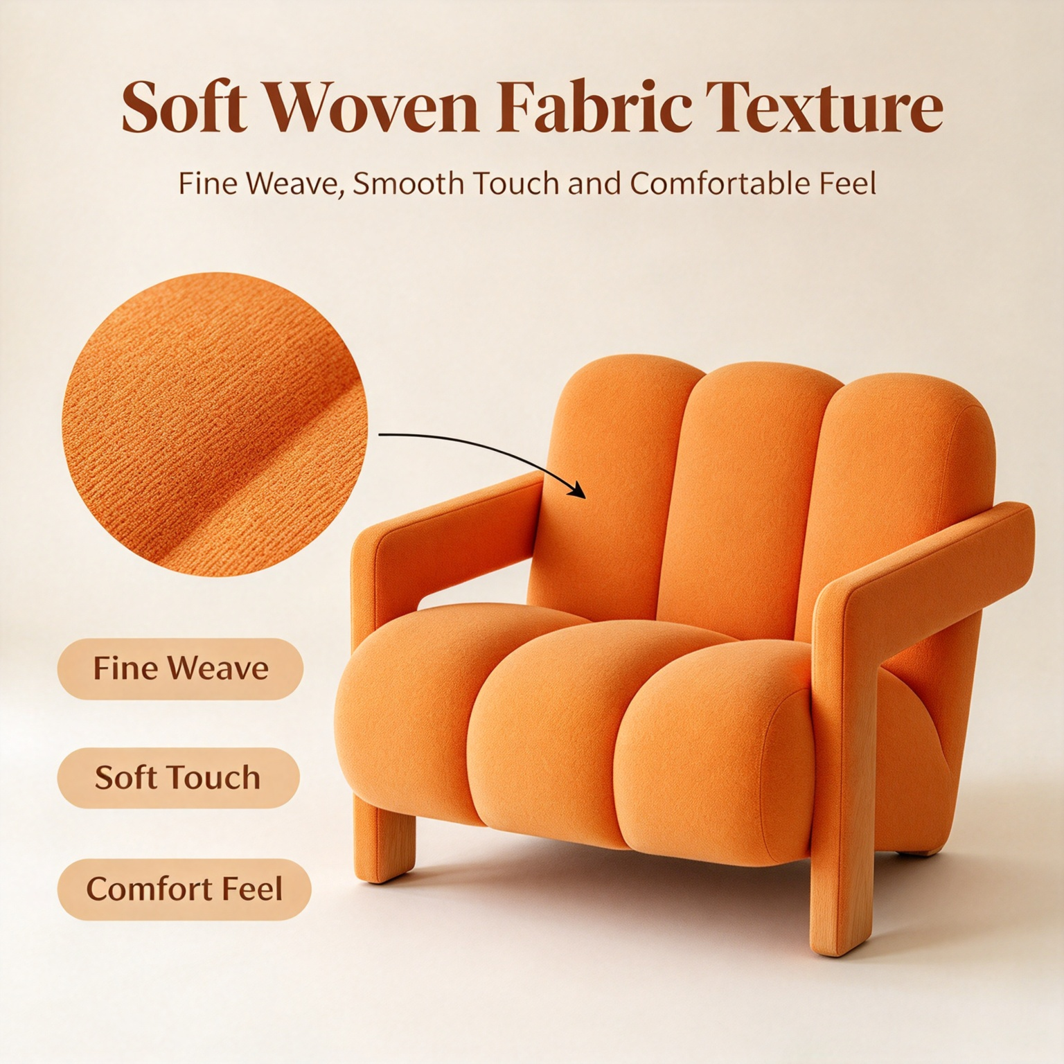 Modern Minimalist Segmented Cloud Sofa Chair | Soft Fabric Bubble Armchair for Living Room Bedroom