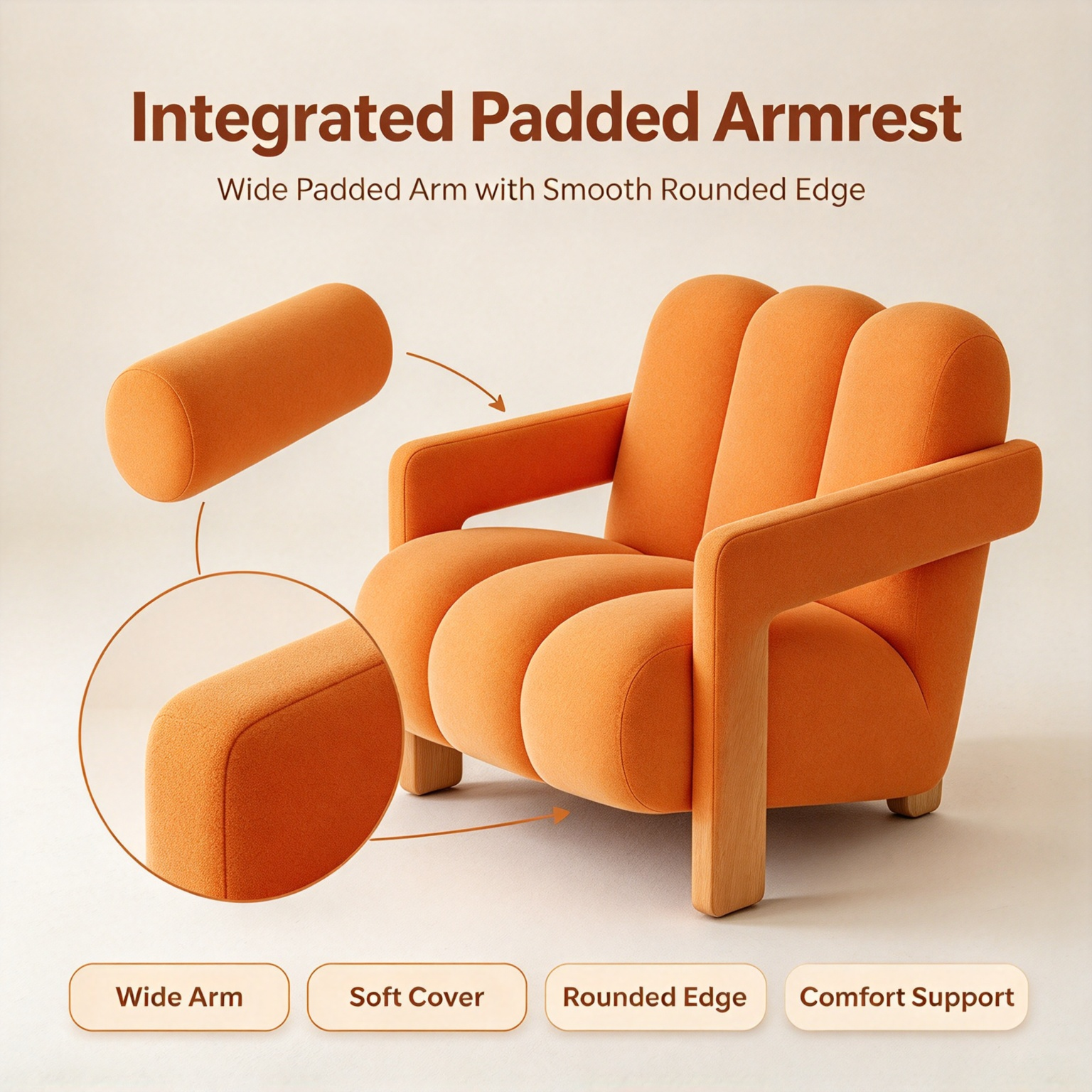 Modern Minimalist Segmented Cloud Sofa Chair | Soft Fabric Bubble Armchair for Living Room Bedroom