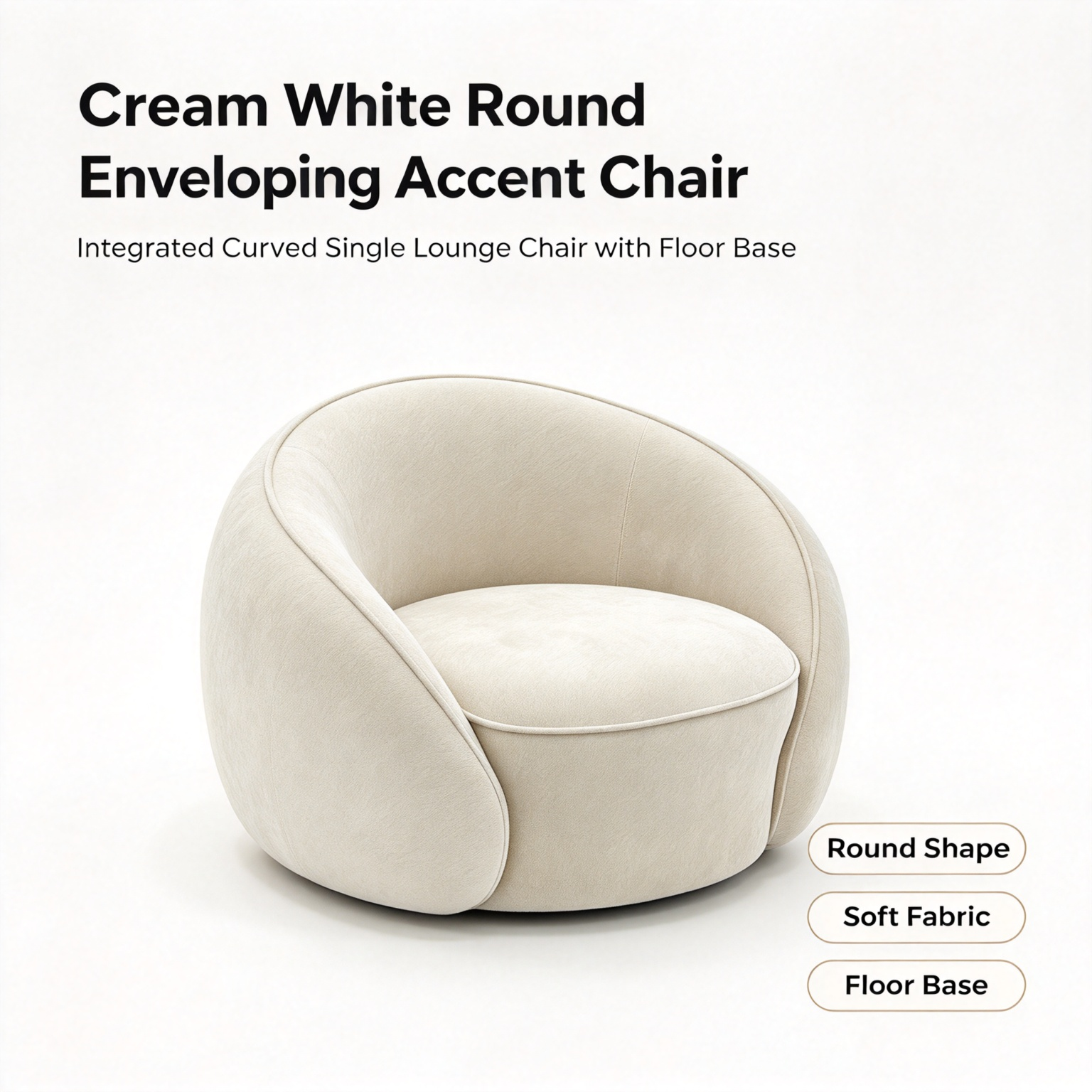 Modern Minimalist Spherical Sofa Chair | Round Cloud Lounge Chair for Living Room Bedroom