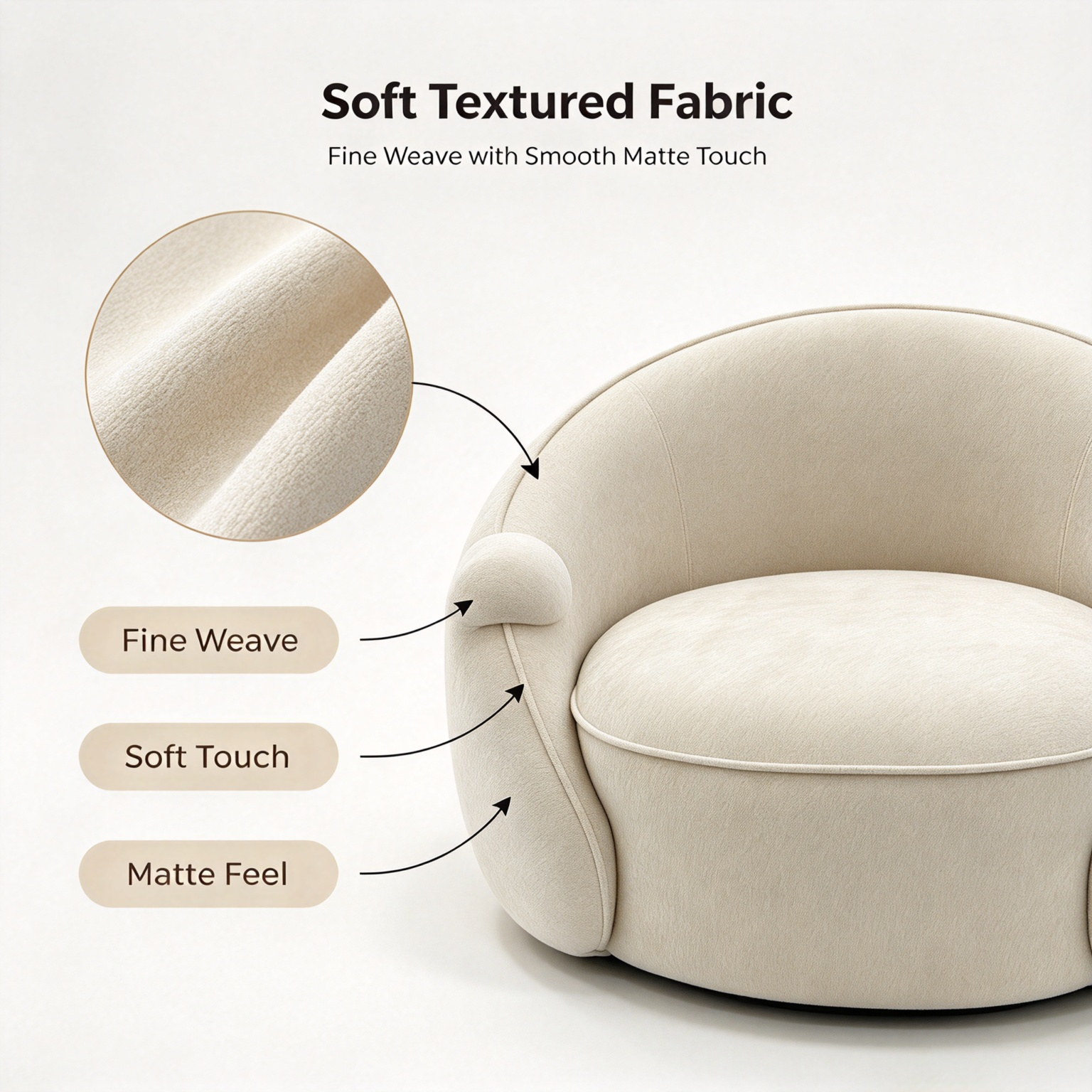 Modern Minimalist Spherical Sofa Chair | Round Cloud Lounge Chair for Living Room Bedroom