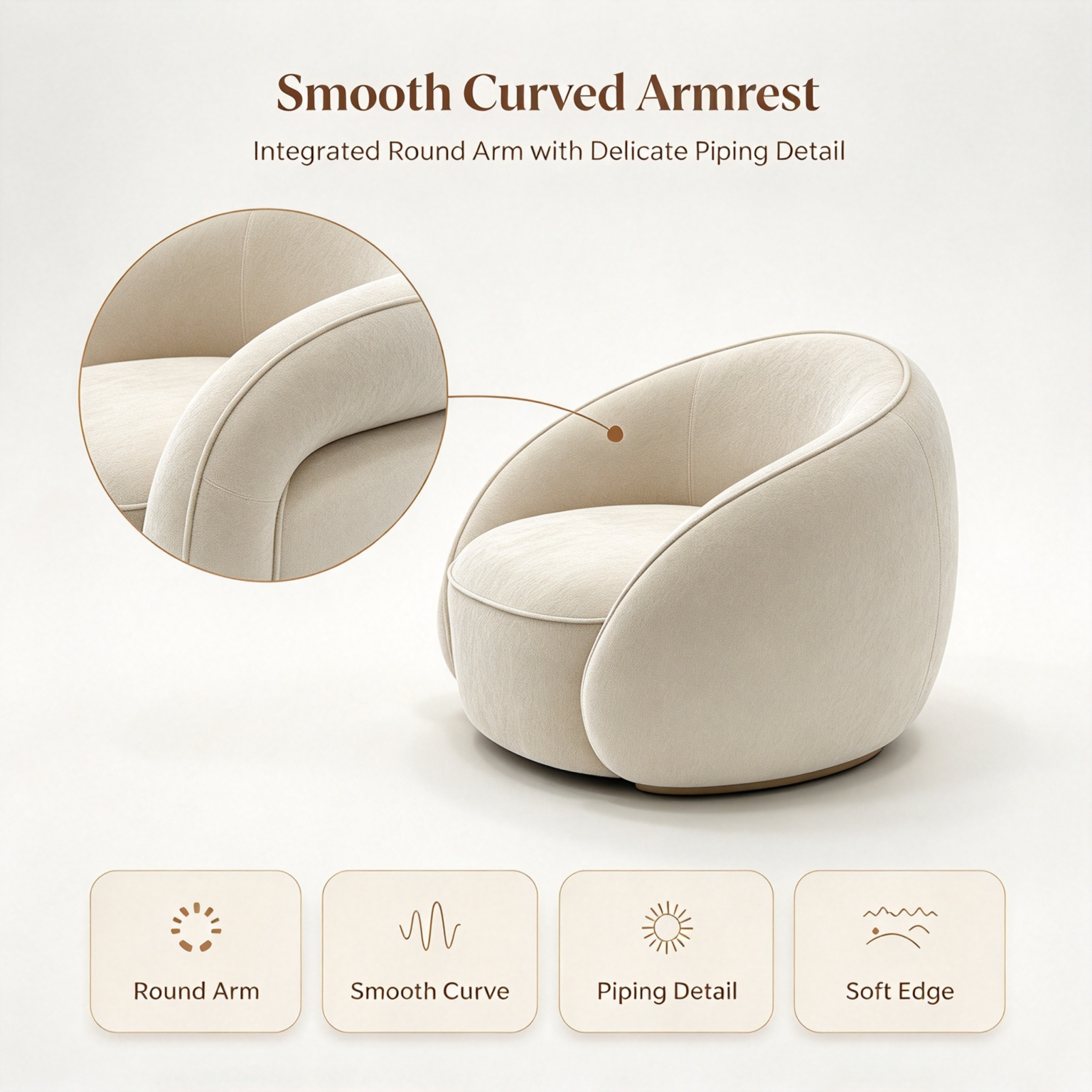 Modern Minimalist Spherical Sofa Chair | Round Cloud Lounge Chair for Living Room Bedroom