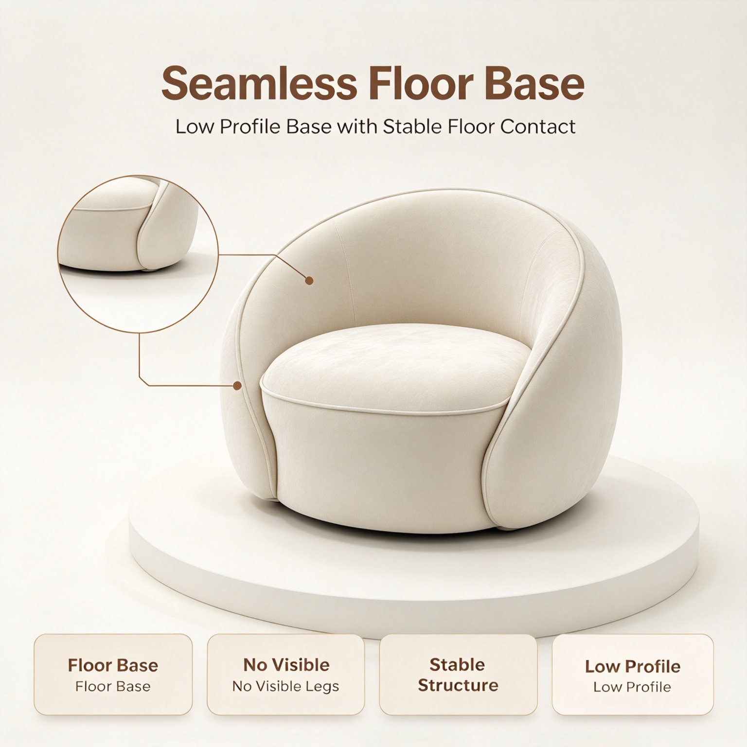 Modern Minimalist Spherical Sofa Chair | Round Cloud Lounge Chair for Living Room Bedroom