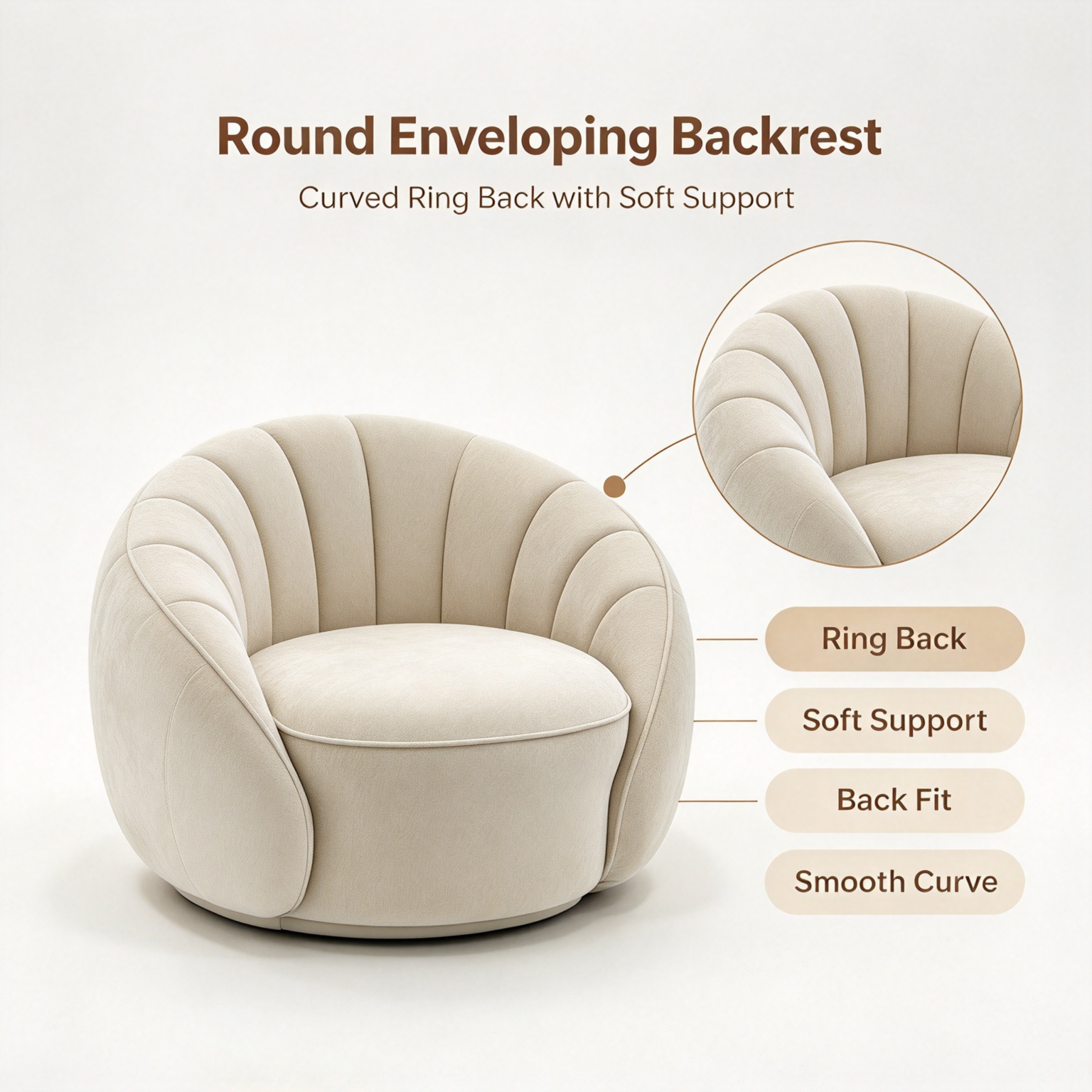 Modern Minimalist Spherical Sofa Chair | Round Cloud Lounge Chair for Living Room Bedroom