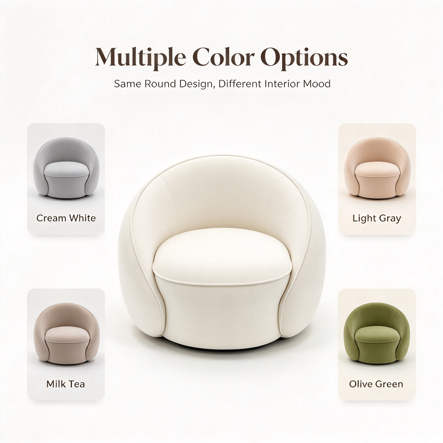 Modern Minimalist Spherical Sofa Chair | Round Cloud Lounge Chair for Living Room Bedroom