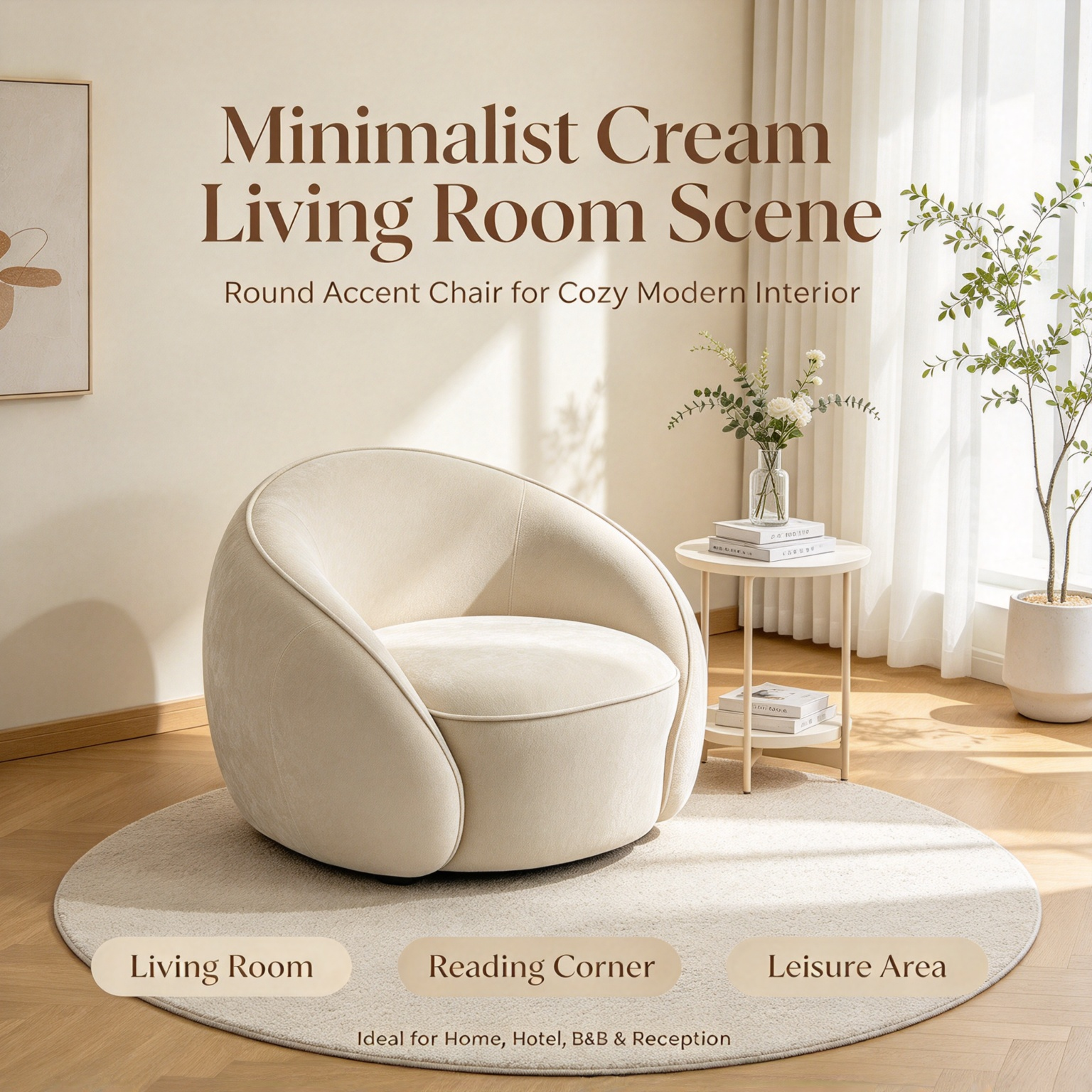 Modern Minimalist Spherical Sofa Chair | Round Cloud Lounge Chair for Living Room Bedroom