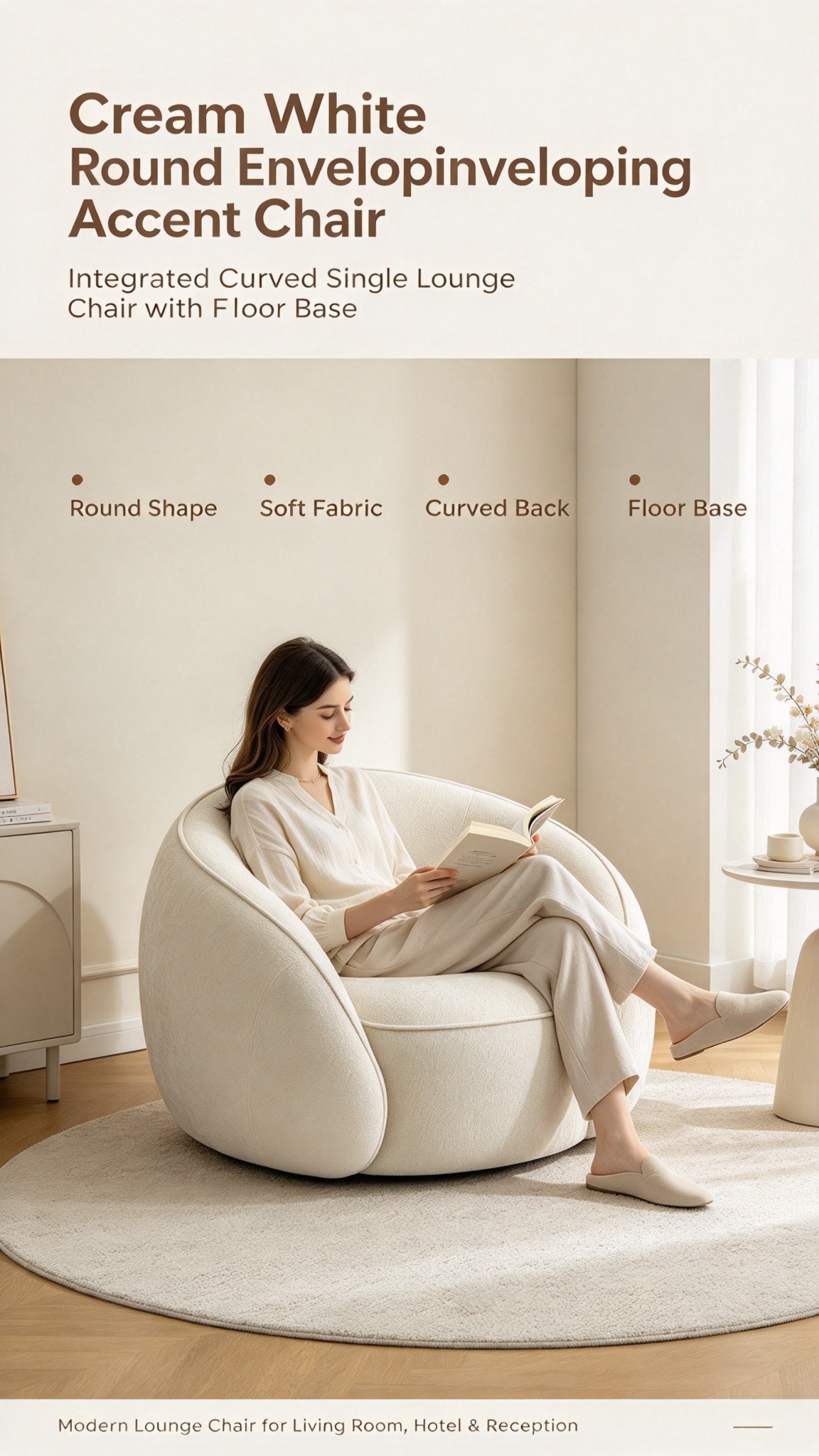Modern Minimalist Spherical Sofa Chair | Round Cloud Lounge Chair for Living Room Bedroom
