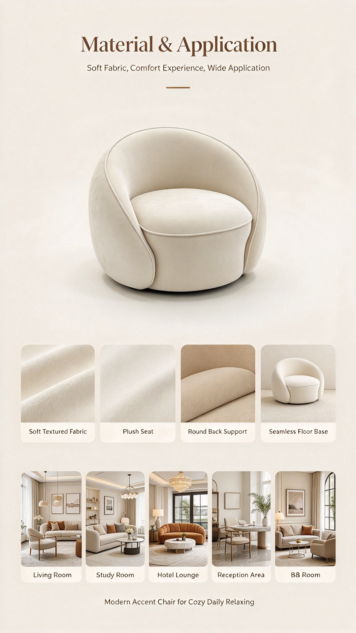 Modern Minimalist Spherical Sofa Chair | Round Cloud Lounge Chair for Living Room Bedroom