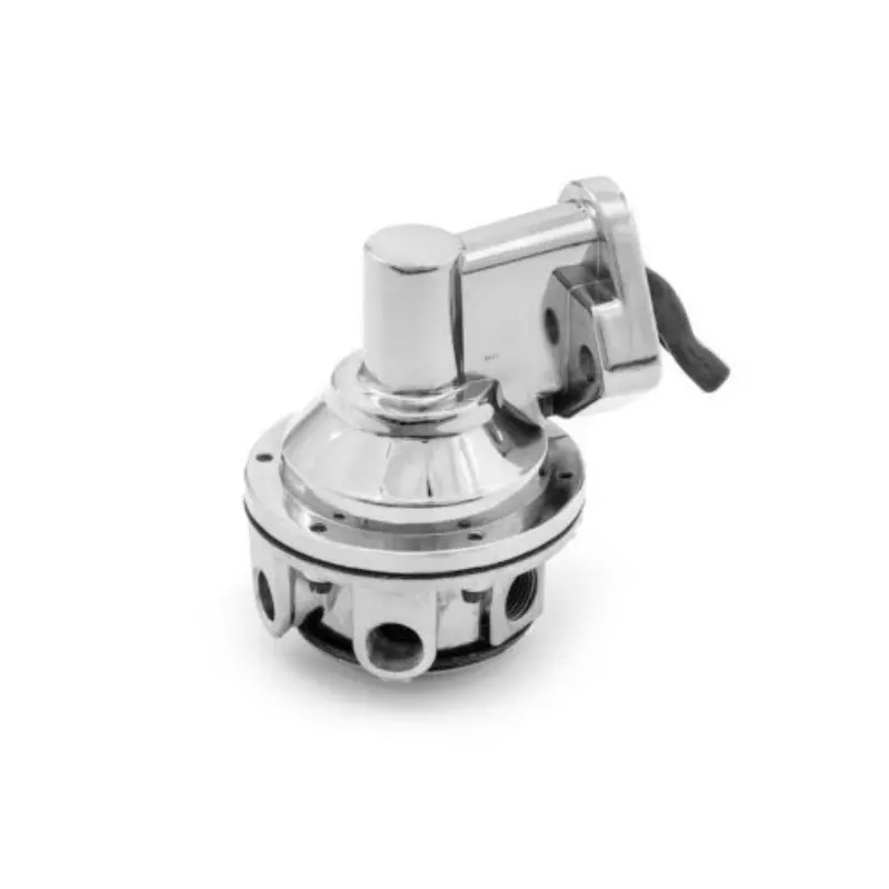 Small Block Chevy Chrome Fuel Pump Mechanical 80 GPH SBC 305 350 400 Fittings