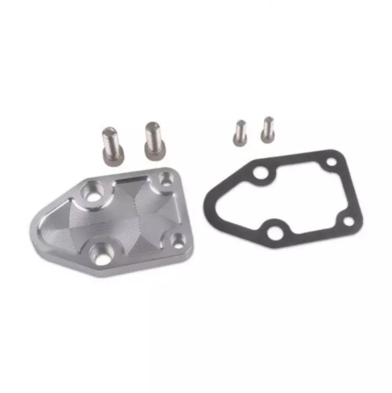 Small Block Chevy Chrome Fuel Pump Block Off Plate SBC 327 305 350 400