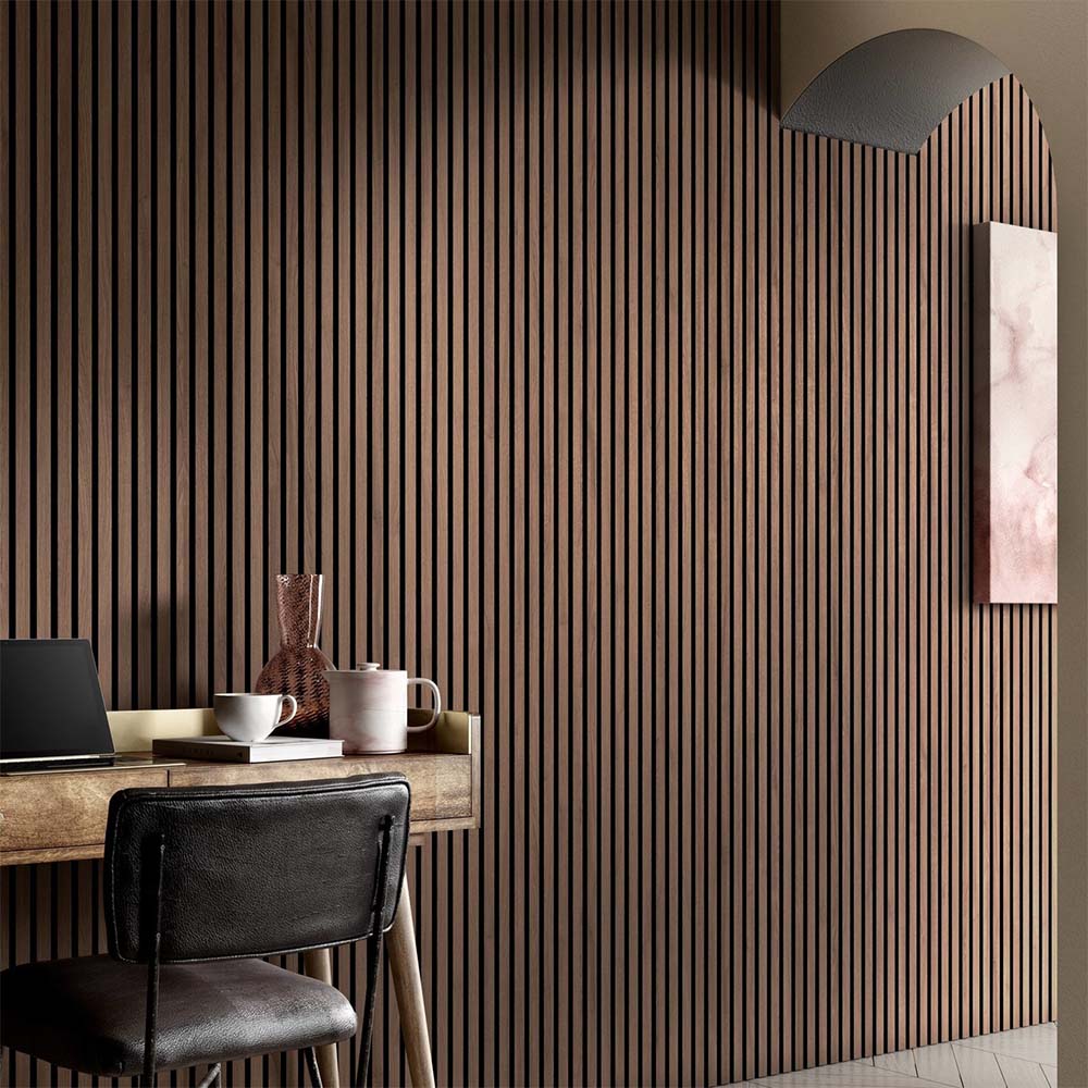 Black Acoustic Wood Slat Panels for Home and Office