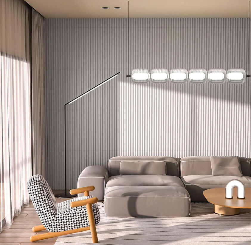 Slat Design WPC Wall Panel for Interior Bedroom