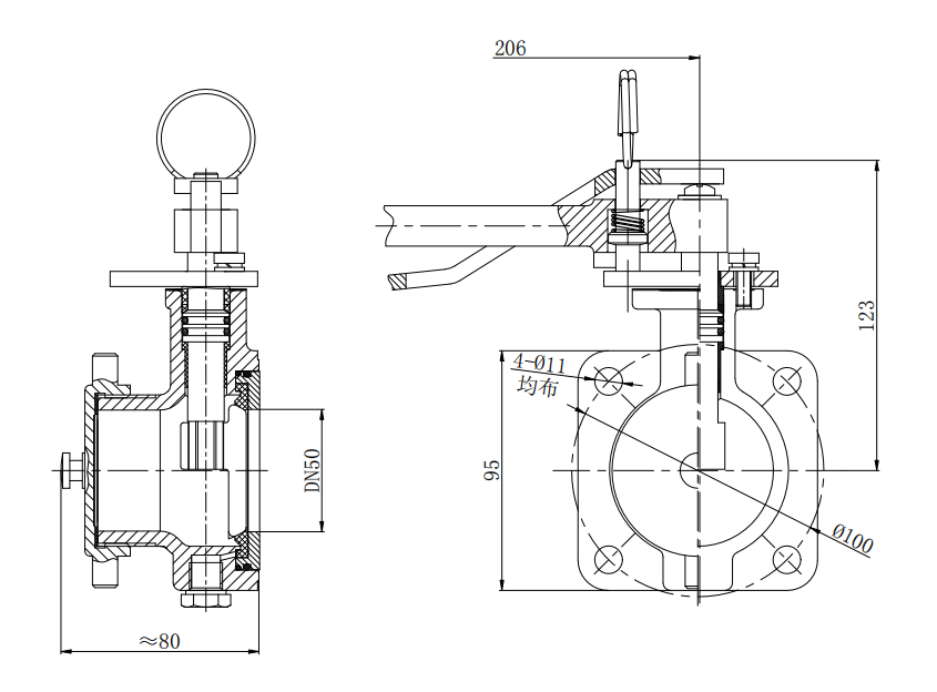 DN50     2”BSP Airline Butterfly Valve