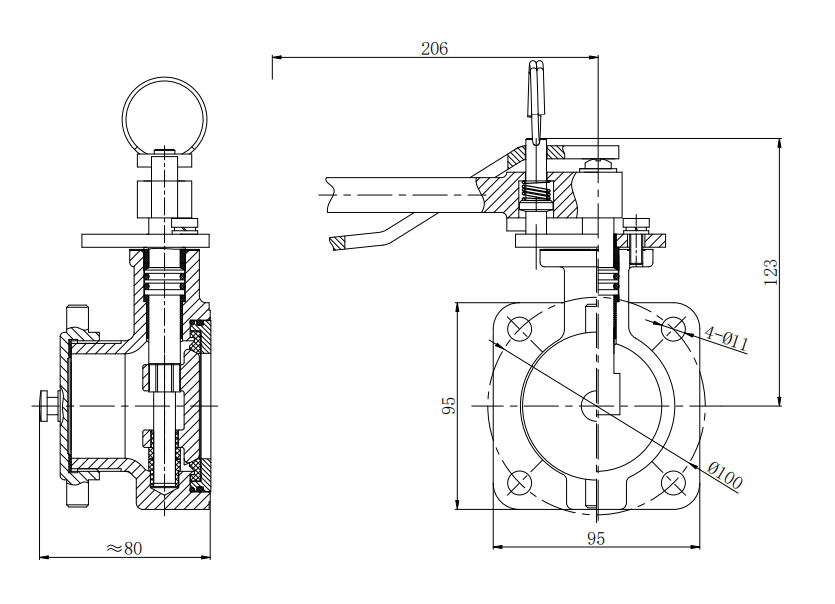 DN50     2”BSP Airline Butterfly Valve