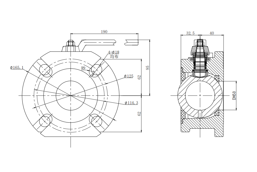 DN50     2” Flanged Airline Ball Valve