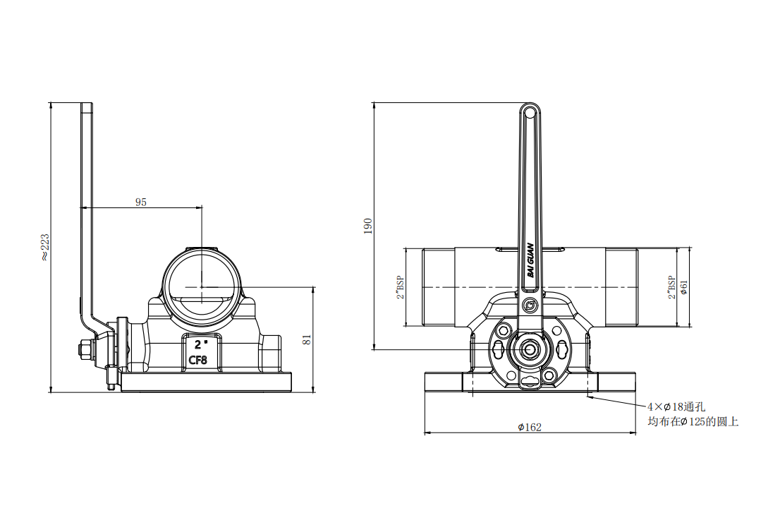 DN50     2＂BSP Double Connection Airline Ball Valve