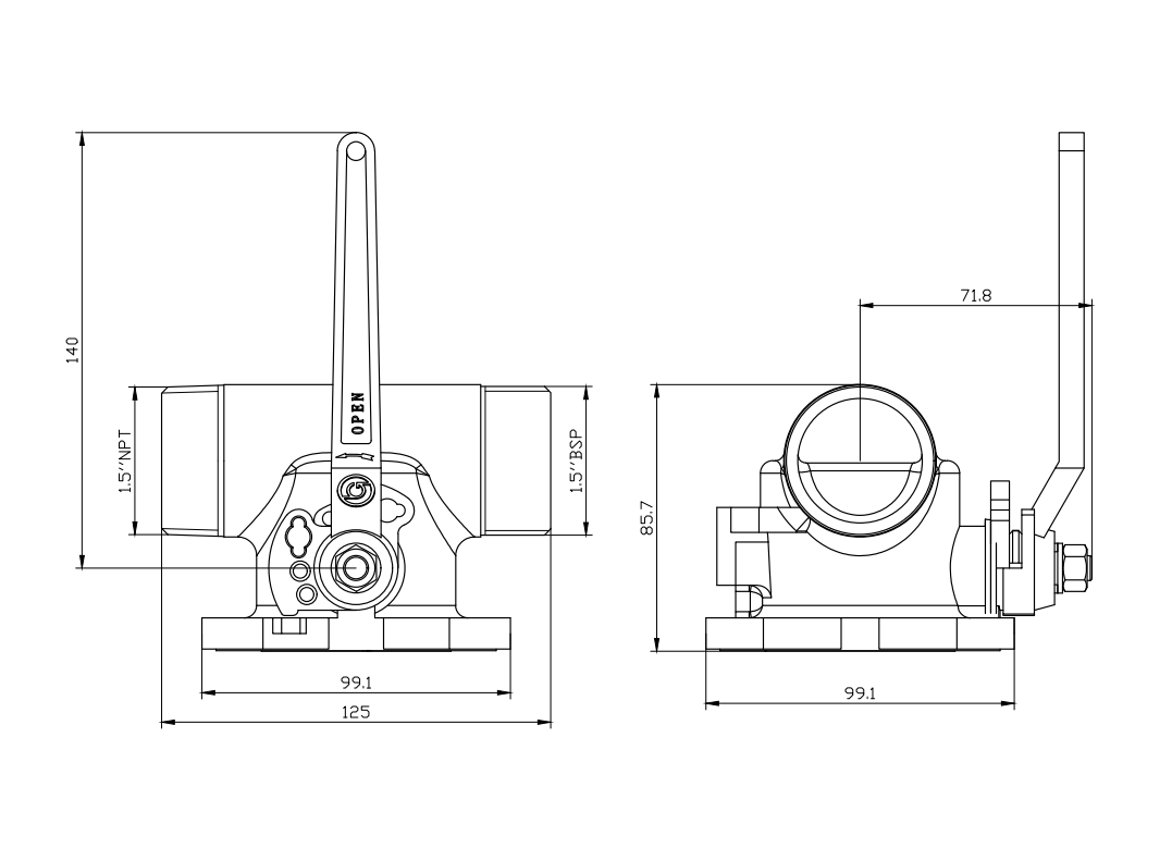 DN50  1.5＂BSP Double Connection Airline Ball Valve
