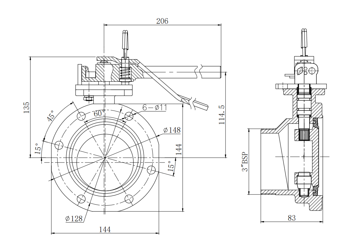 DN80    3＂BSP Butterfly Valve
