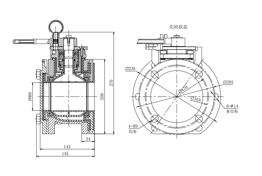 DN80  3” PFA Lined Airline Ball Valve