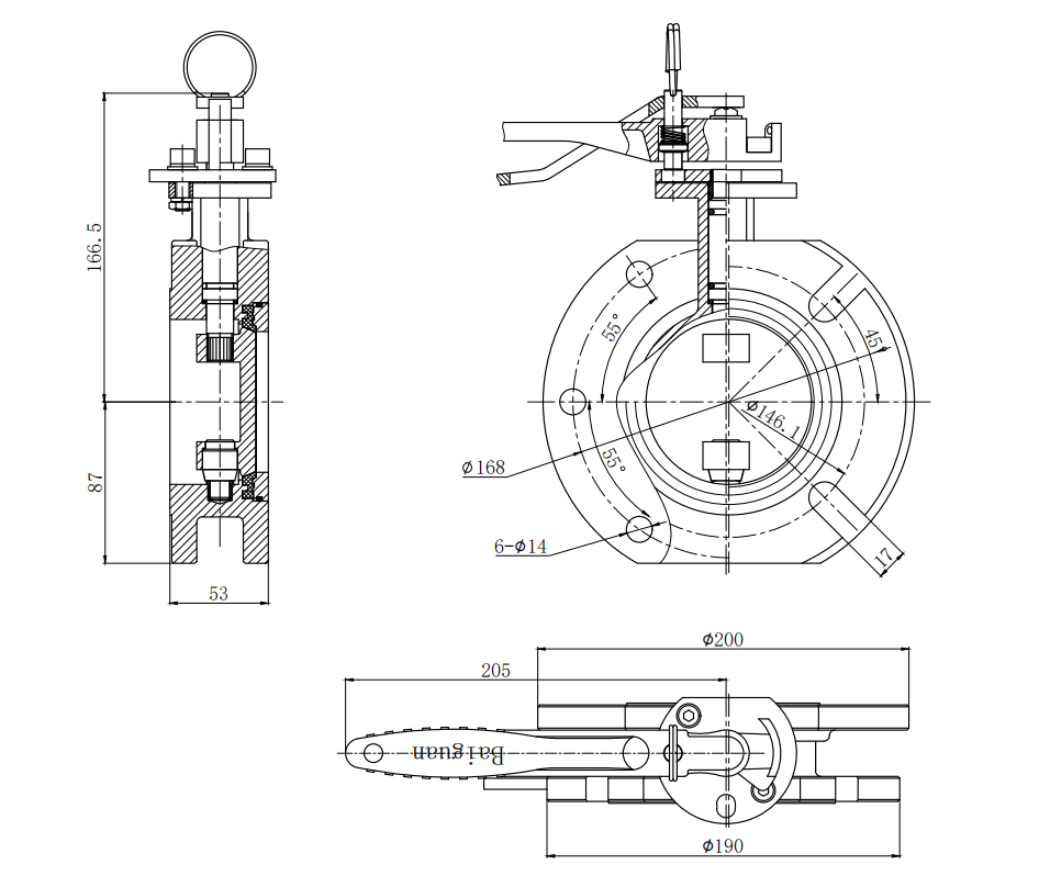 DN80  3” Flanged Butterfly Valve