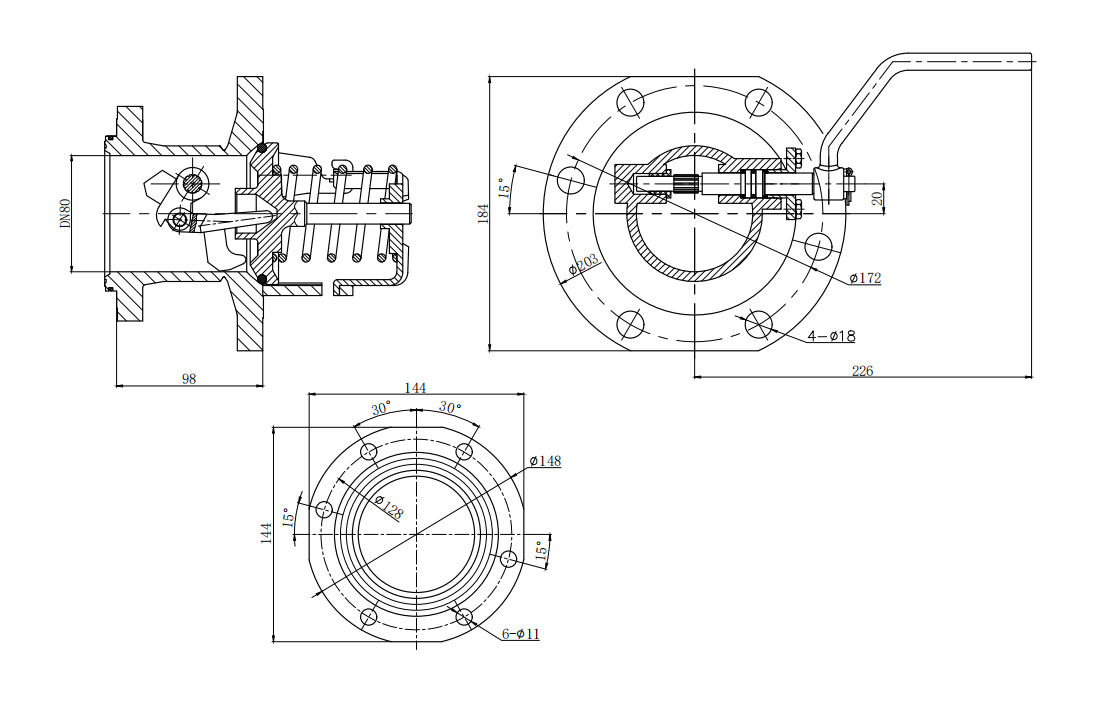 DN80  3＂180° Highlift Foot Valve