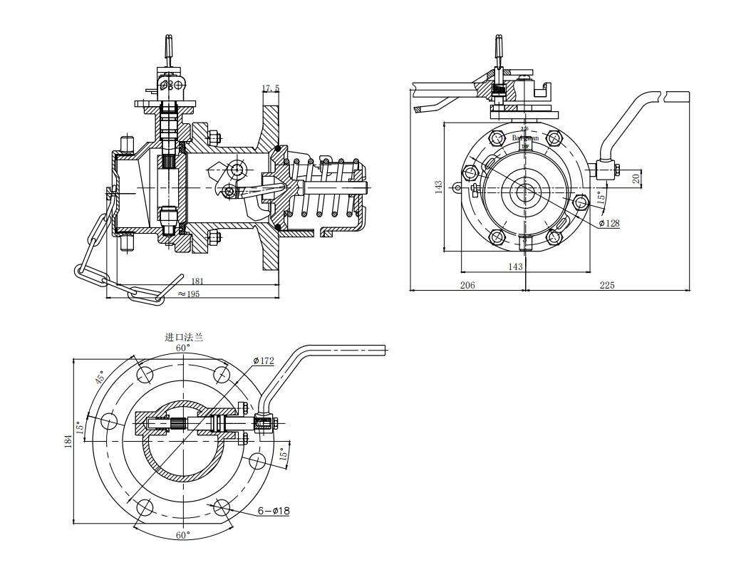 DN80  3＂180°Bottom Discharge Valve