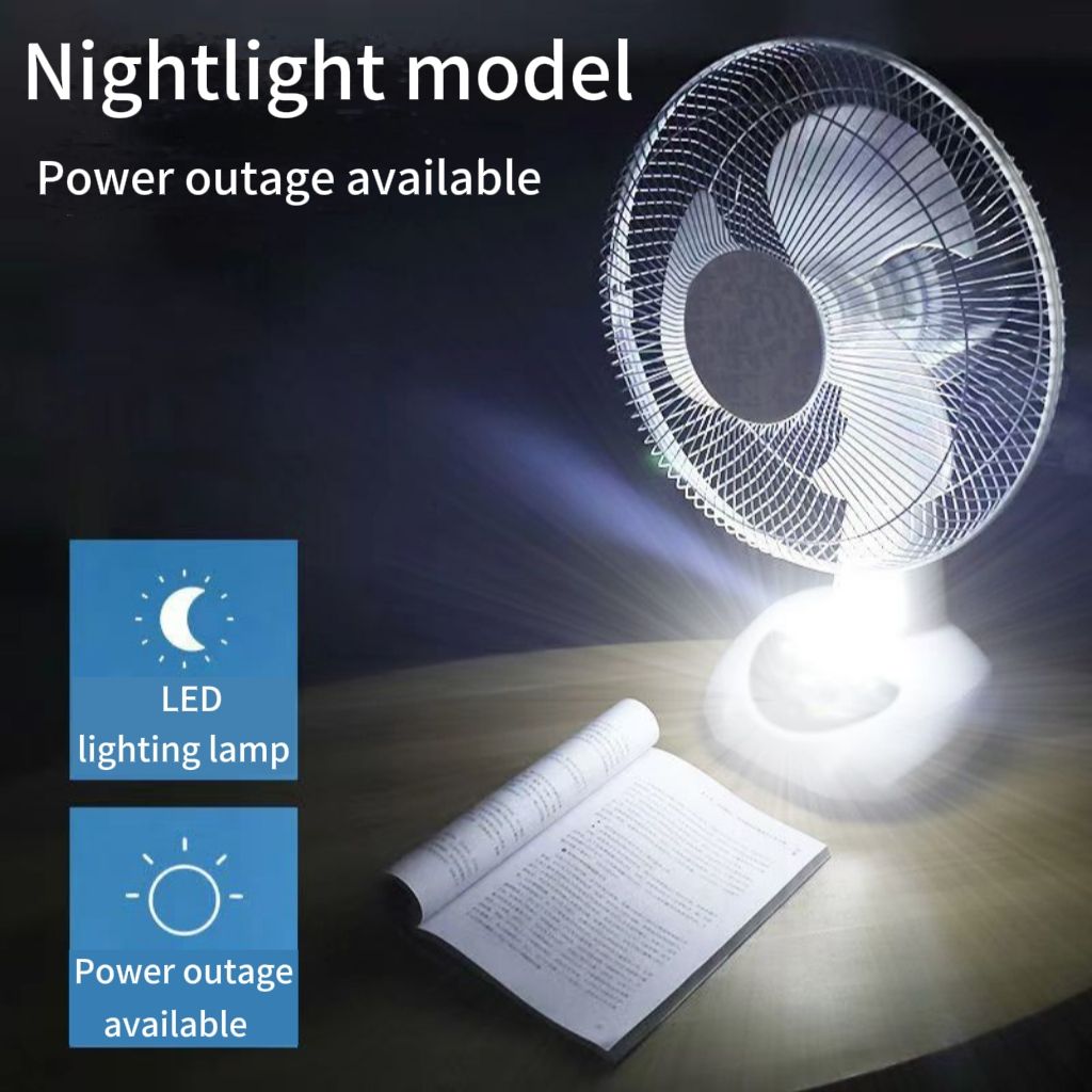  12 Inch Solar Powered Table Fan Rechargeable Portable Cooling Fan with Solar Panel for Home Outdoor Camping