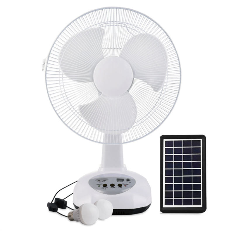  12 Inch Solar Powered Table Fan Rechargeable Portable Cooling Fan with Solar Panel for Home Outdoor Camping