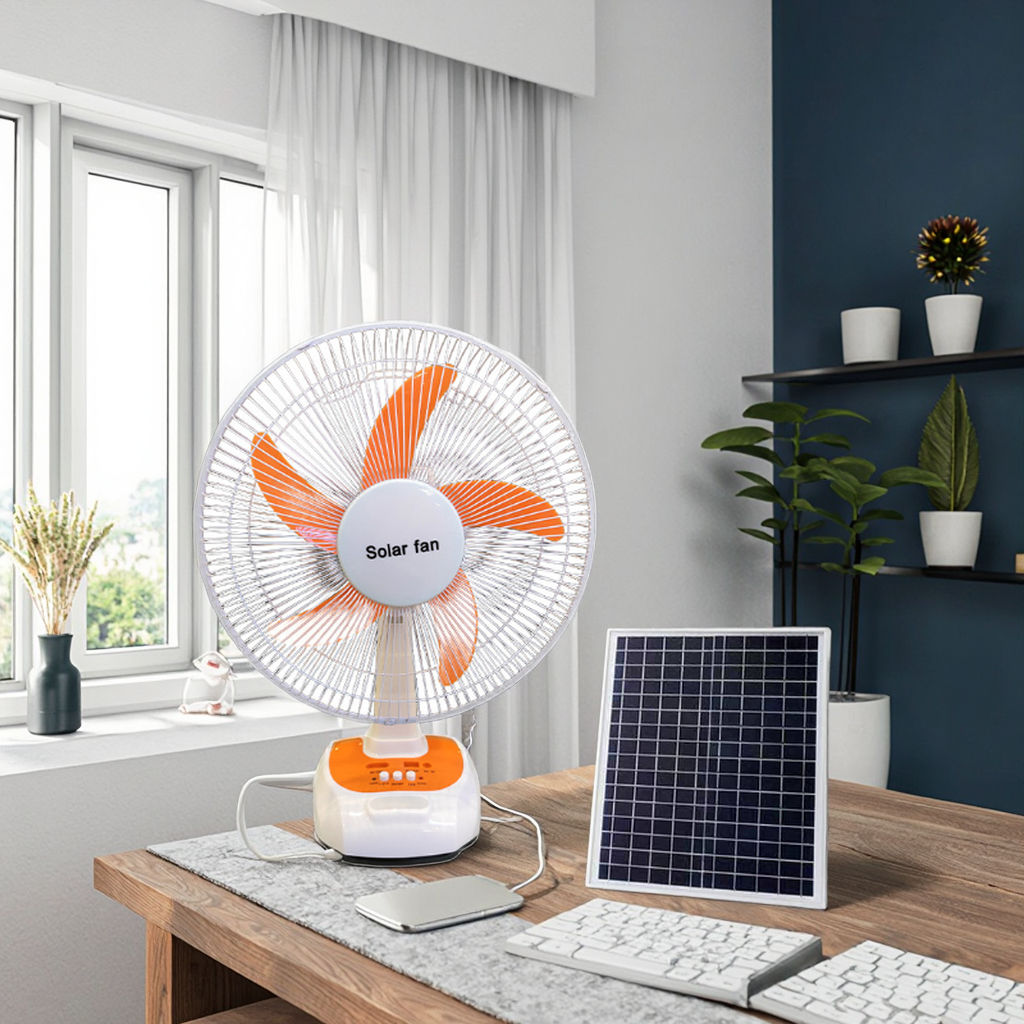 Multifunctional 16 Inch 18 Inch 12V Chargeable Solar Powered Floor Fan with Solar Panel Battery Lamp