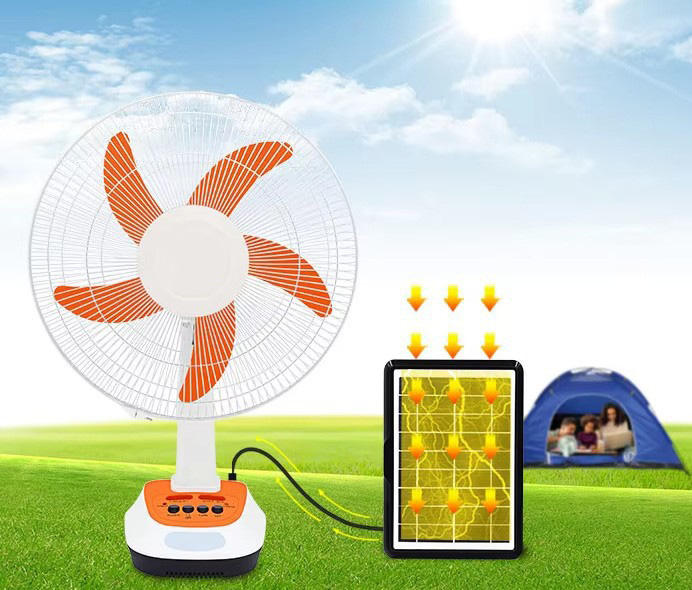 Multifunctional 16 Inch 18 Inch 12V Chargeable Solar Powered Floor Fan with Solar Panel Battery Lamp