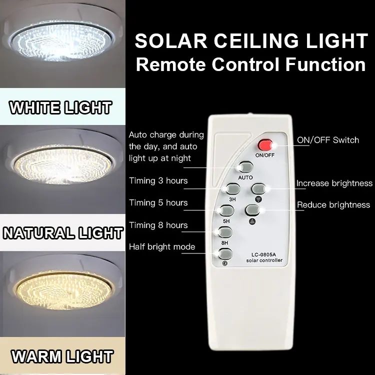  Energy Saving Hight Energy Corridor Ceiling Solar Light Remote Control Solar Indoor Ceiling LED Light 