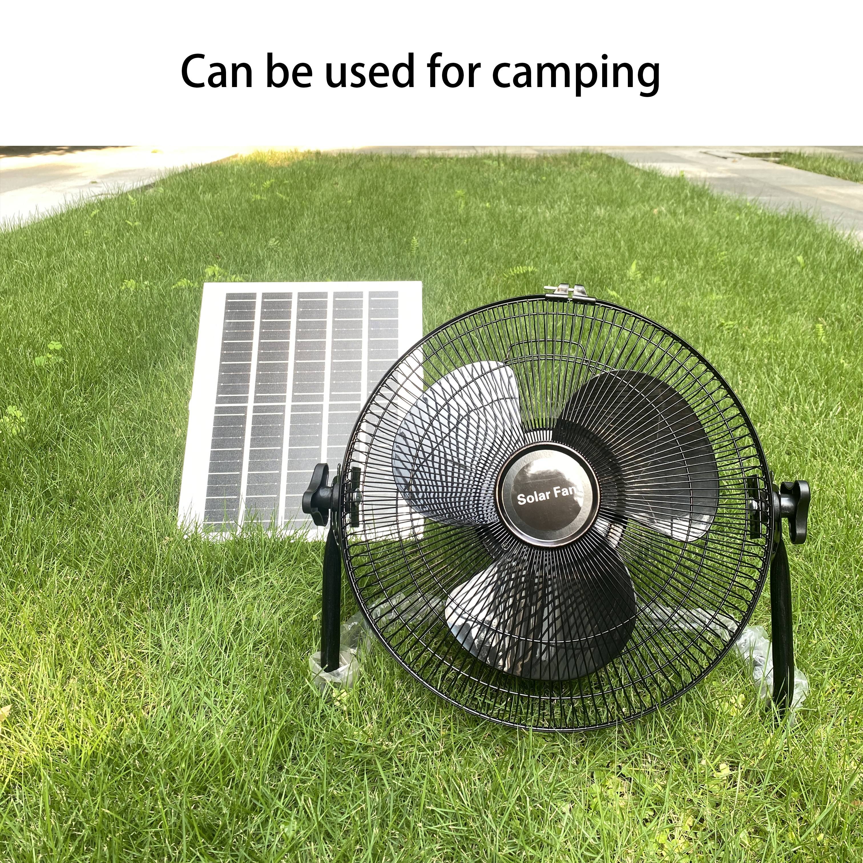 Portable Wireless Rechargeable Fan Solar Panel Powered and AC Charger Dual Input Fan for Household Camping