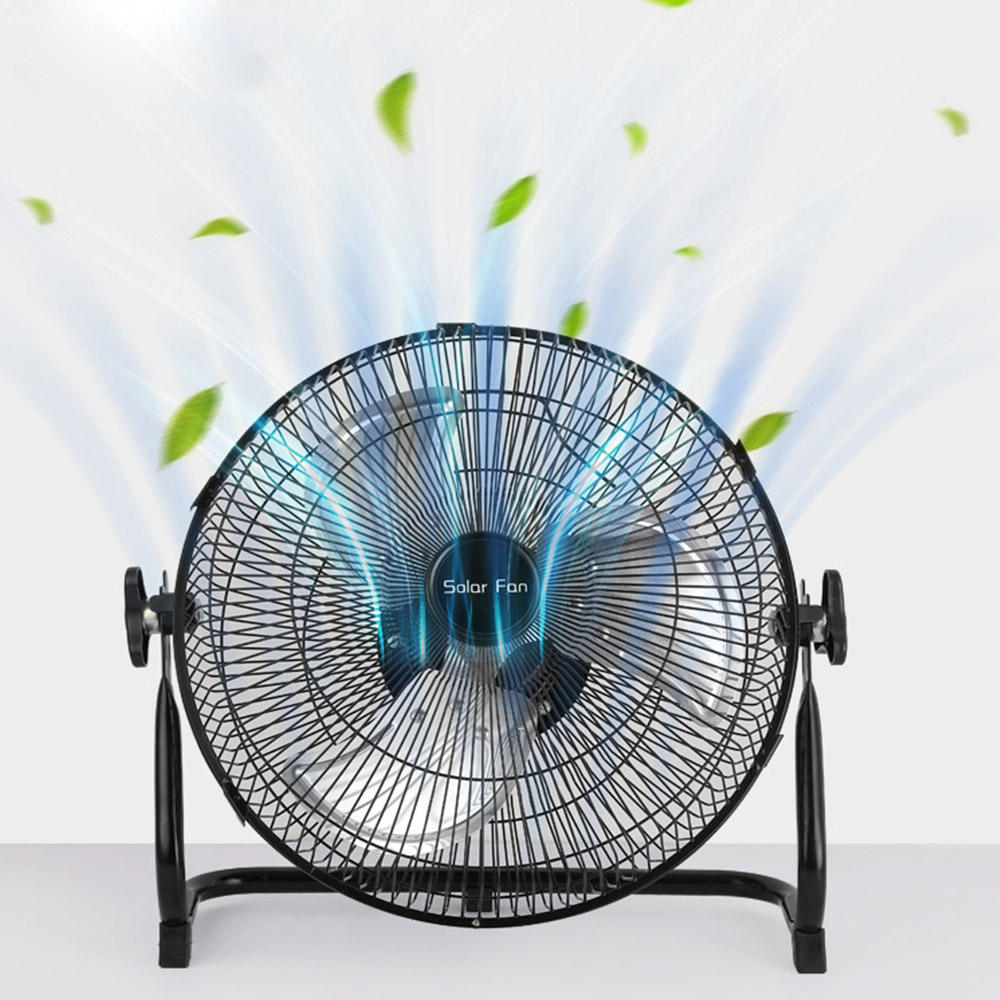 Portable Wireless Rechargeable Fan Solar Panel Powered and AC Charger Dual Input Fan for Household Camping