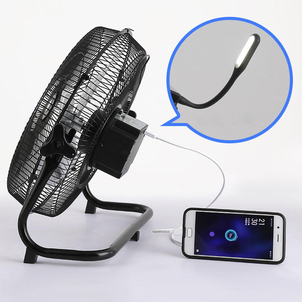 Portable Wireless Rechargeable Fan Solar Panel Powered and AC Charger Dual Input Fan for Household Camping